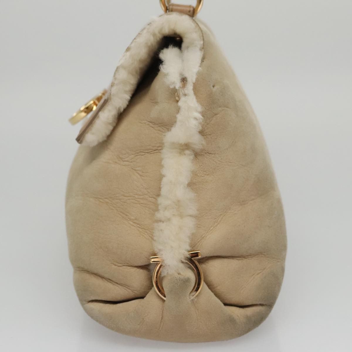 Salvatore Ferragamo Gancini Beige Suede Handbag (Pre-Owned) Size ONE SIZE - 3 Thumbnail