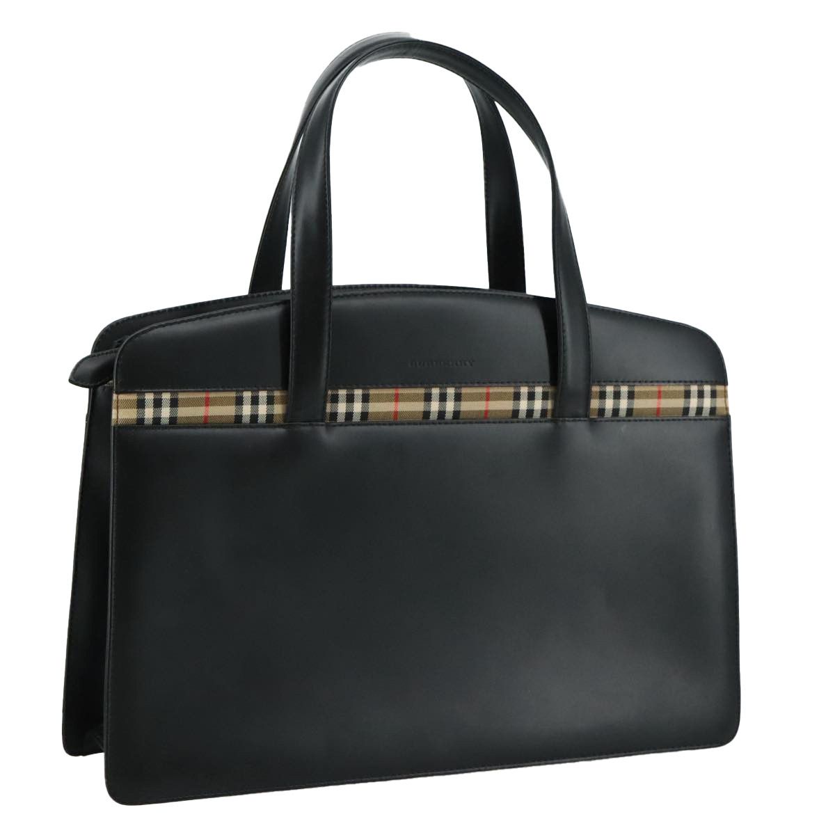 Burberry Nova Check Black Leather Tote Bag (Pre-Owned) Size ONE SIZE - 13 Thumbnail