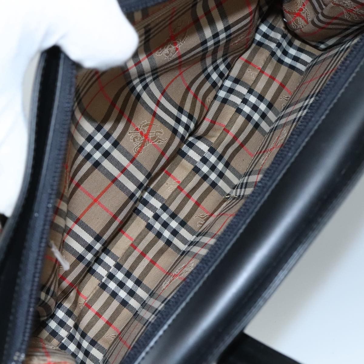Burberry Nova Check Black Leather Tote Bag (Pre-Owned) Size ONE SIZE - 10 Thumbnail