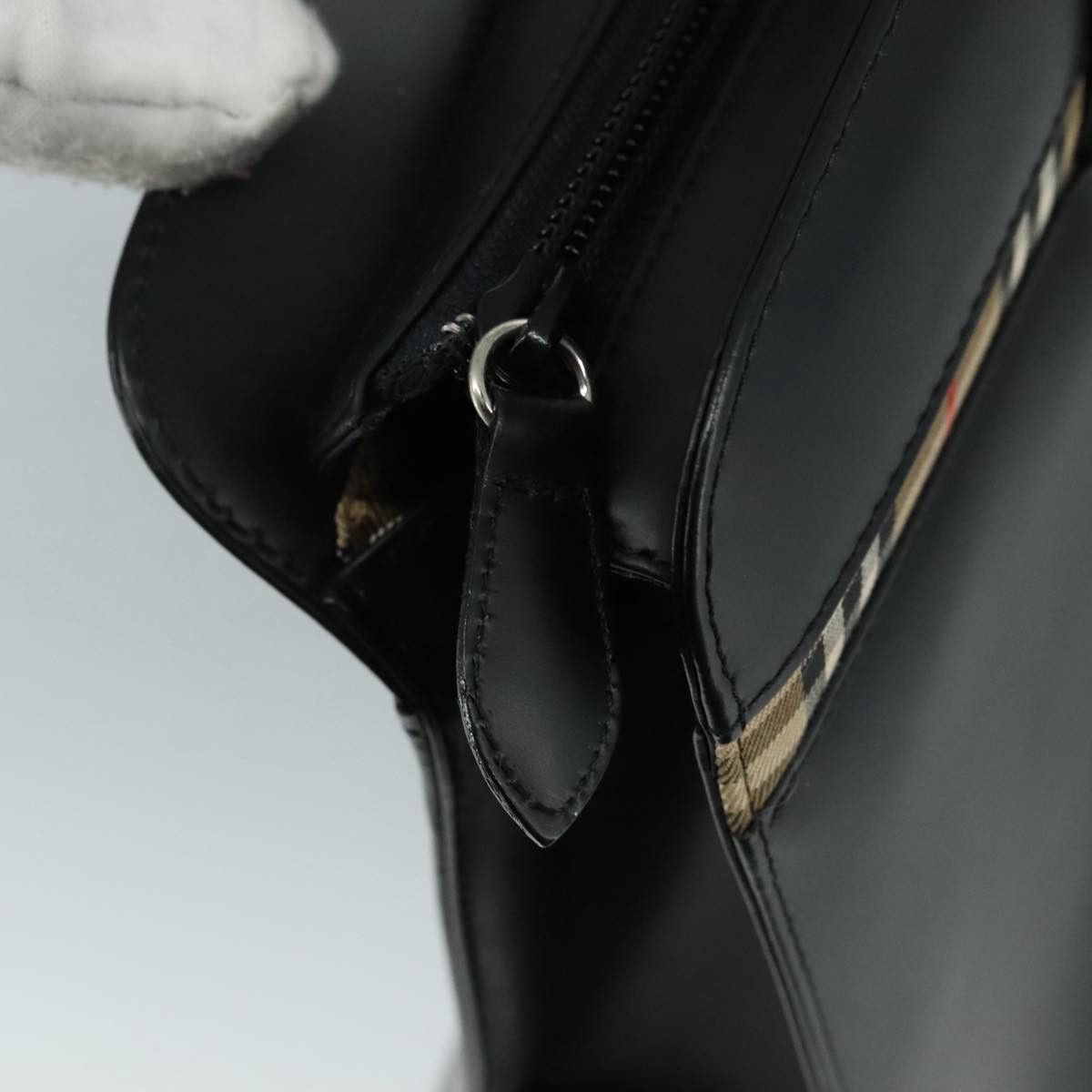 Burberry Nova Check Black Leather Tote Bag (Pre-Owned) Size ONE SIZE - 9 Thumbnail
