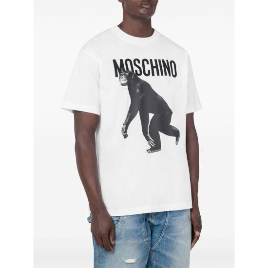 Moschino MOSCHINO Men T-Shirts 0241 A0713 1001 WHITE Size US XL / EU 56 / 4 - 2 Thumbnail