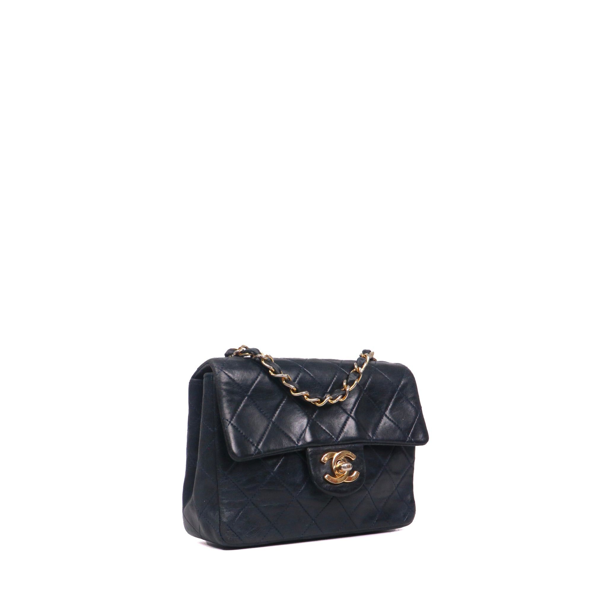 Chanel CHANEL - Chanel Classique/Timeless Mini Square shoulder bag in vintage navy blue leather Size ONE SIZE - 2 Thumbnail