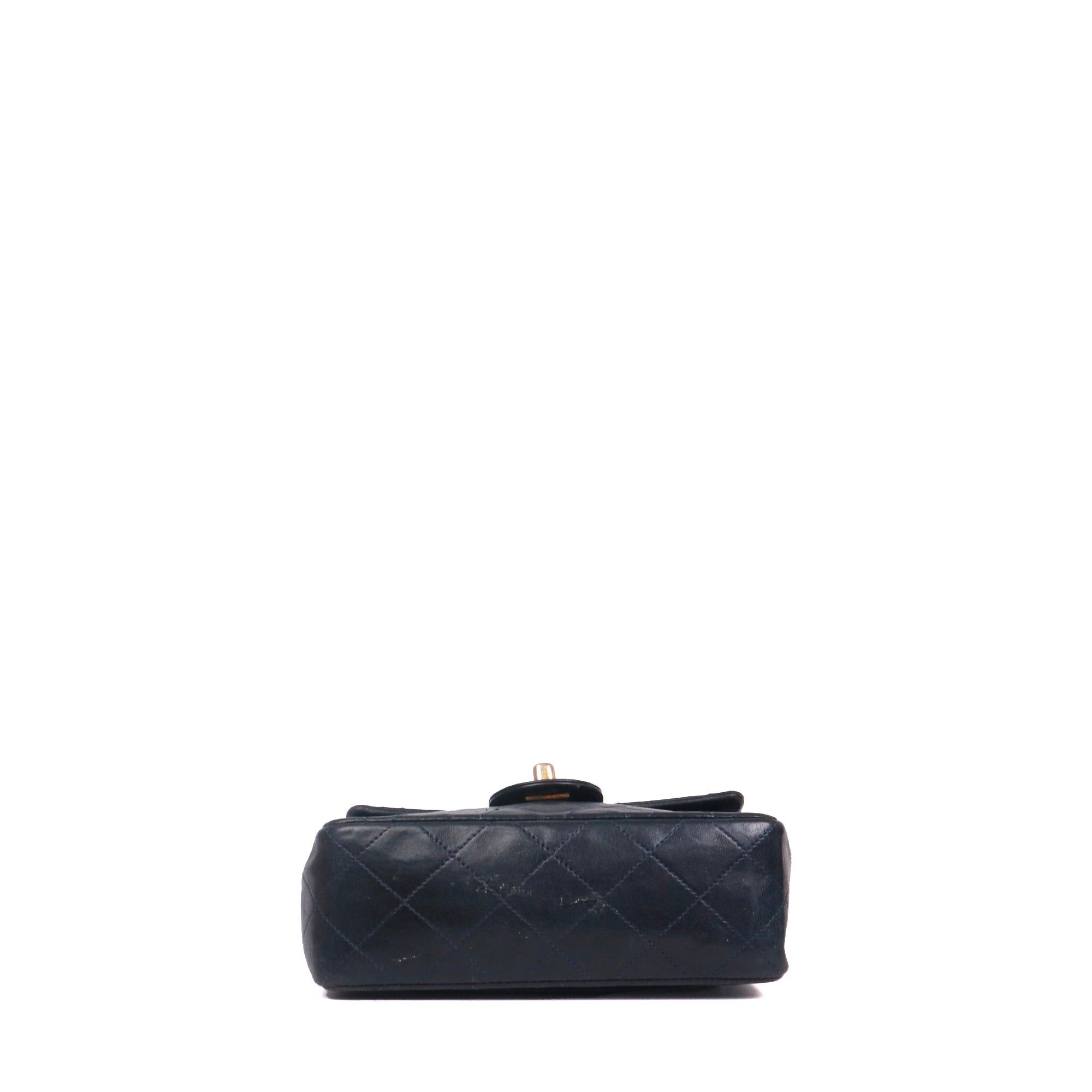 Chanel CHANEL - Chanel Classique/Timeless Mini Square shoulder bag in vintage navy blue leather Size ONE SIZE - 4 Thumbnail