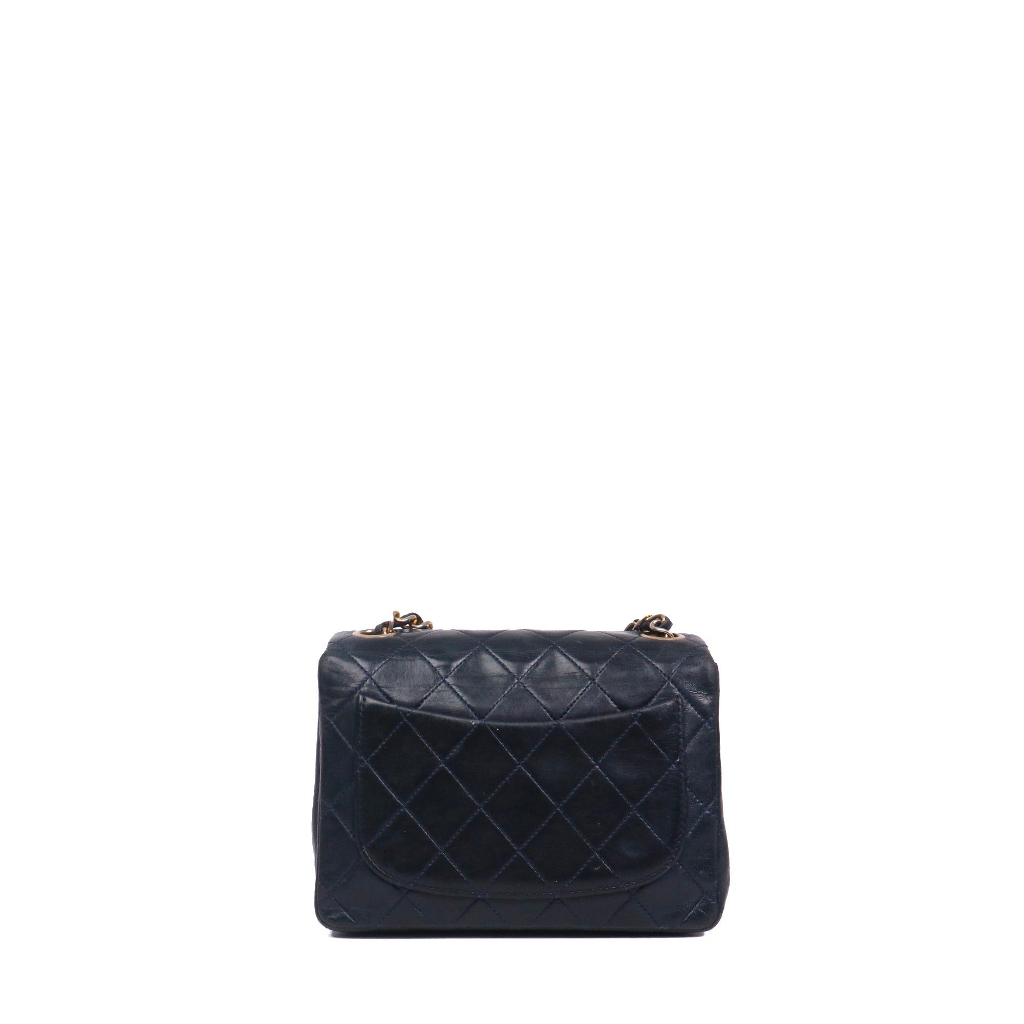 Chanel CHANEL - Chanel Classique/Timeless Mini Square shoulder bag in vintage navy blue leather Size ONE SIZE - 3 Thumbnail