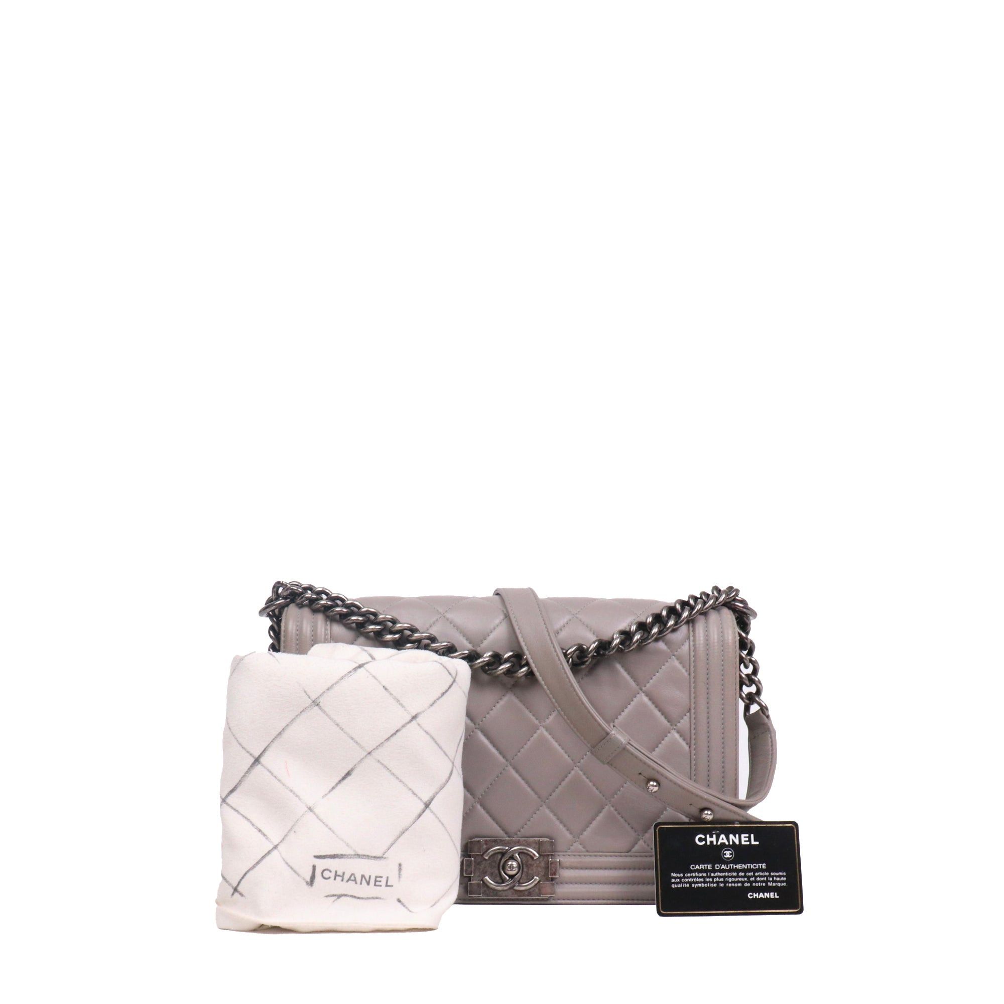 Chanel CHANEL - Boy Chanel shoulder bag in gray leather Size ONE SIZE - 11 Thumbnail