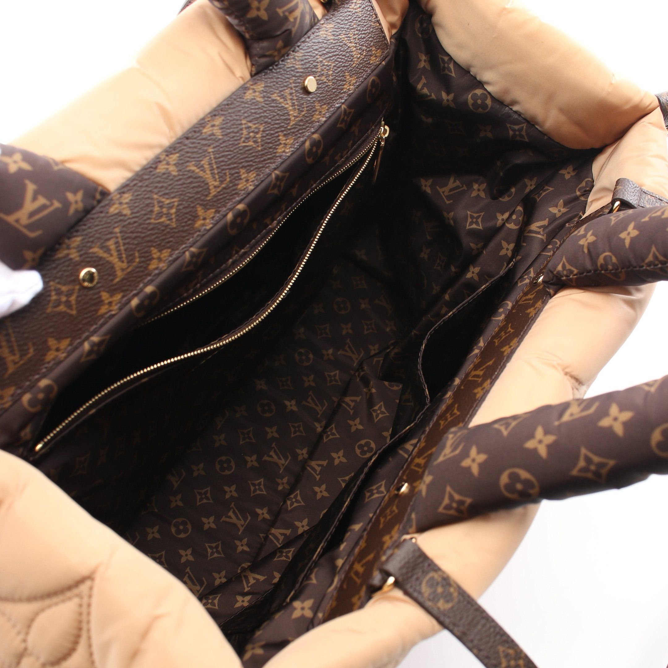 Louis Vuitton Louis Vuitton On-The-Go Gm Lv Pillow Shoulder Bag Tote Nylon Beige Brown Size ONE SIZE - 3 Thumbnail