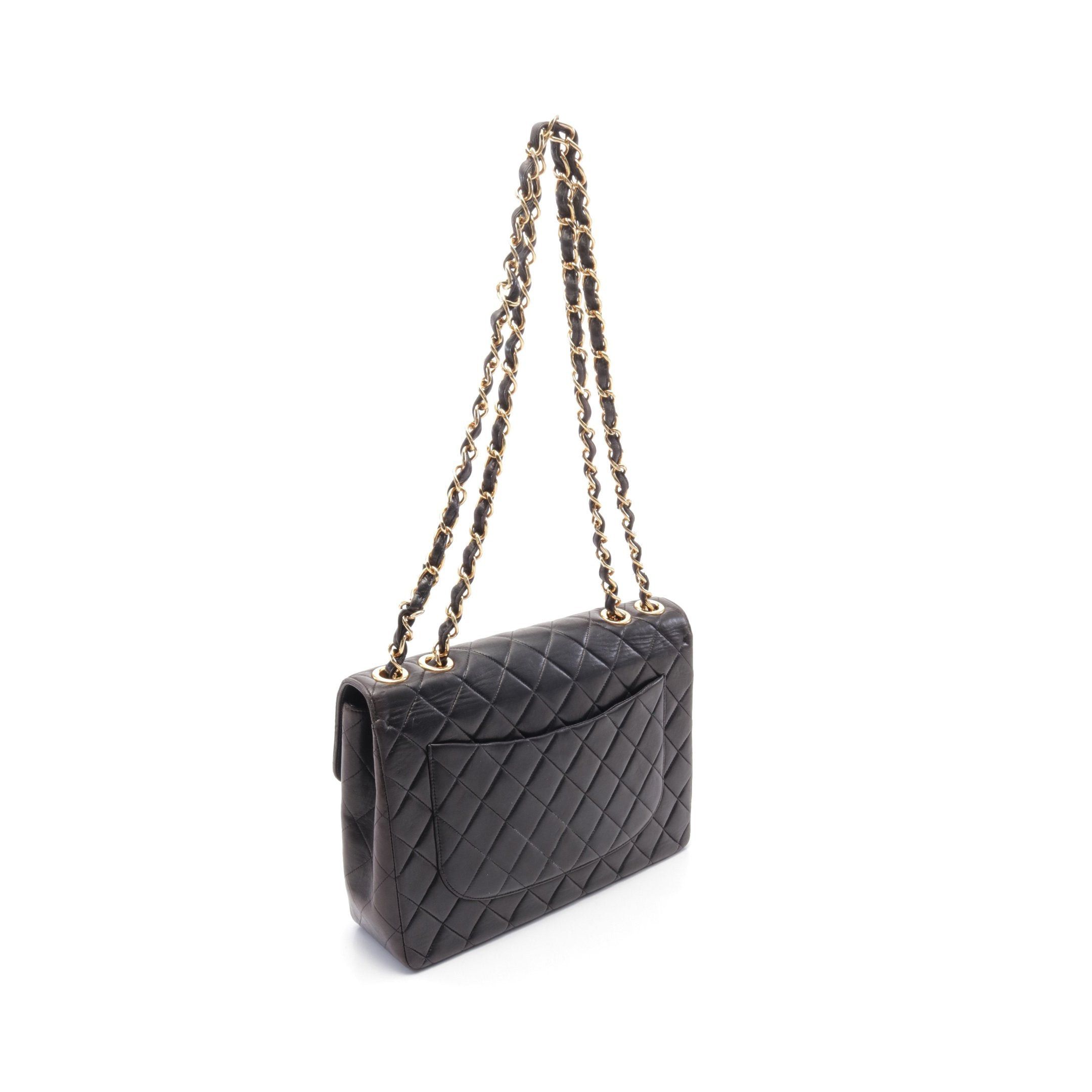 Chanel Chanel Decamatlassé 30 Classic Large Double Flap Chain Shoulder Bag Lambskin Black Gold Hardware Size ONE SIZE - 2 Thumbnail