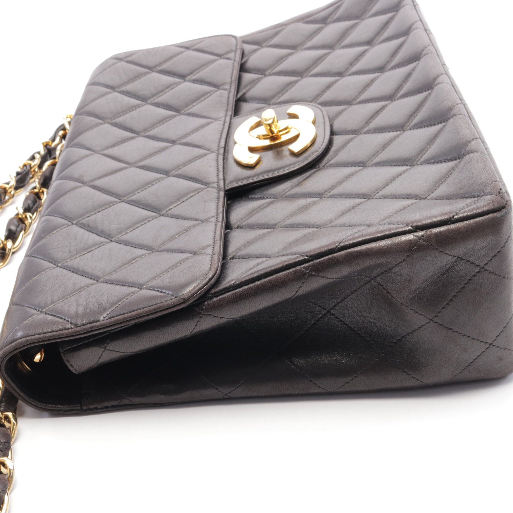 Chanel Chanel Decamatlassé 30 Classic Large Double Flap Chain Shoulder Bag Lambskin Black Gold Hardware Size ONE SIZE - 12 Thumbnail