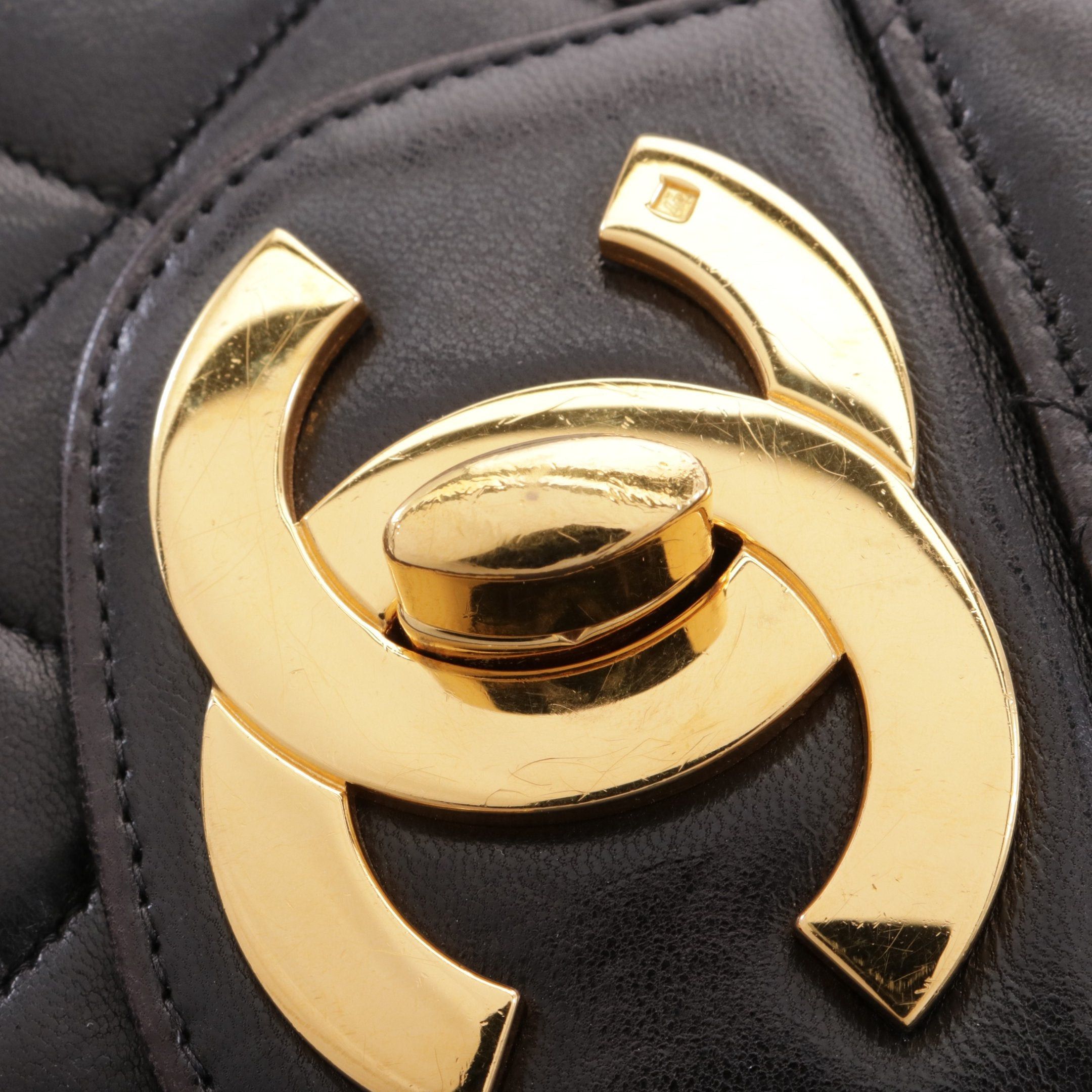 Chanel Chanel Decamatlassé 30 Classic Large Double Flap Chain Shoulder Bag Lambskin Black Gold Hardware Size ONE SIZE - 10 Thumbnail