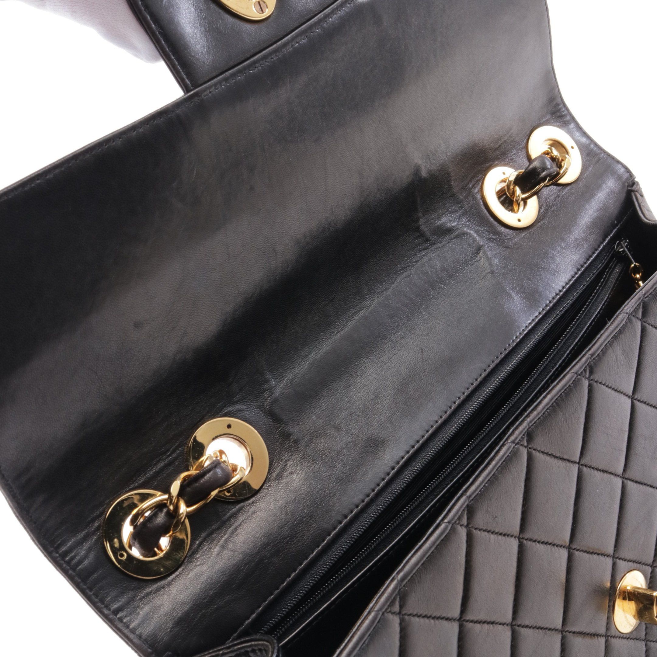 Chanel Chanel Decamatlassé 30 Classic Large Double Flap Chain Shoulder Bag Lambskin Black Gold Hardware Size ONE SIZE - 7 Thumbnail