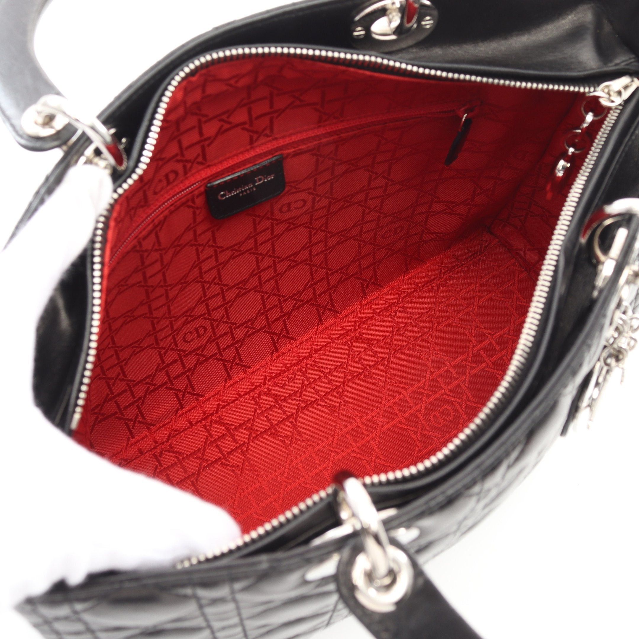 Dior Dior Lady Dior Large Handbag Leather Black Size ONE SIZE - 3 Thumbnail