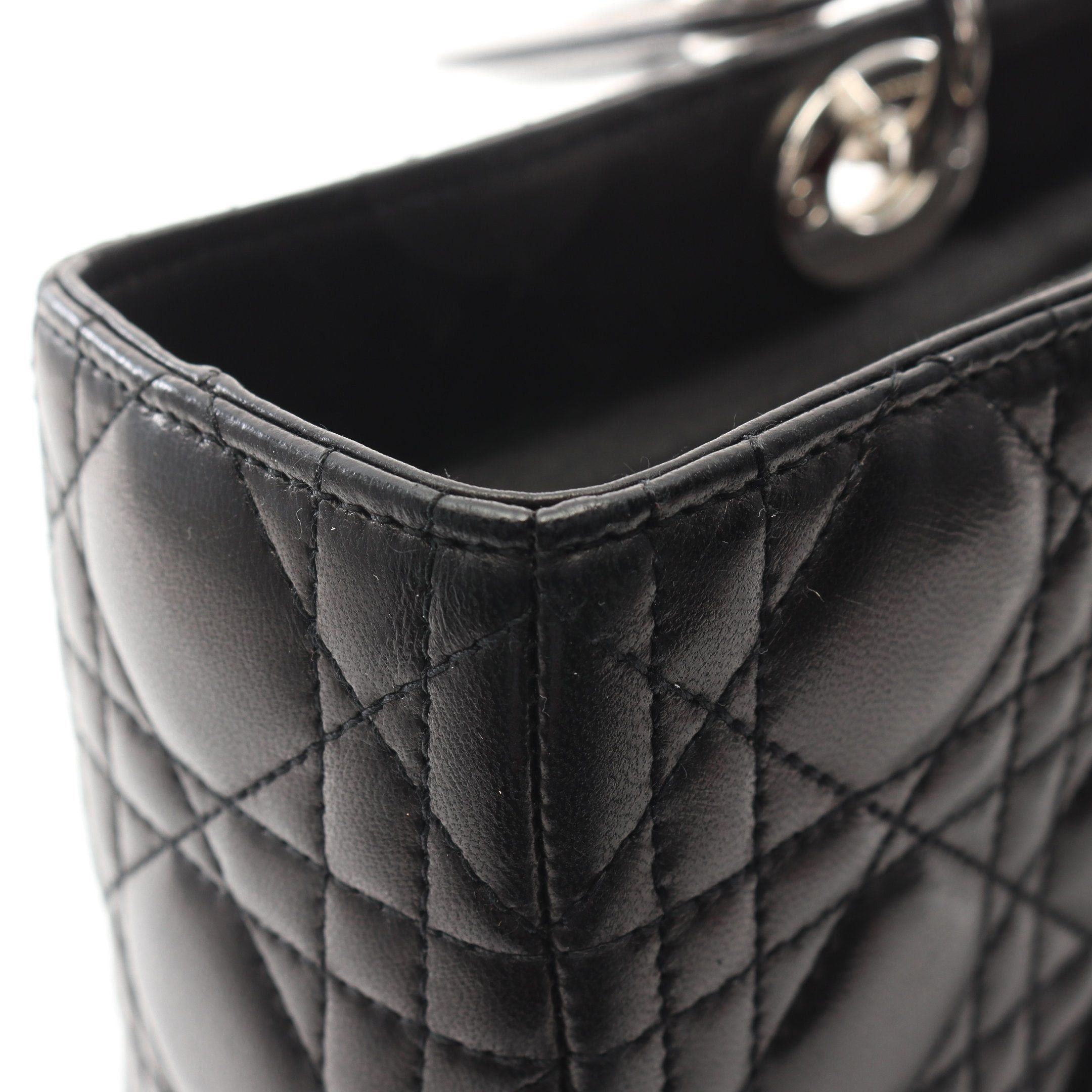 Dior Dior Lady Dior Large Handbag Leather Black Size ONE SIZE - 8 Thumbnail
