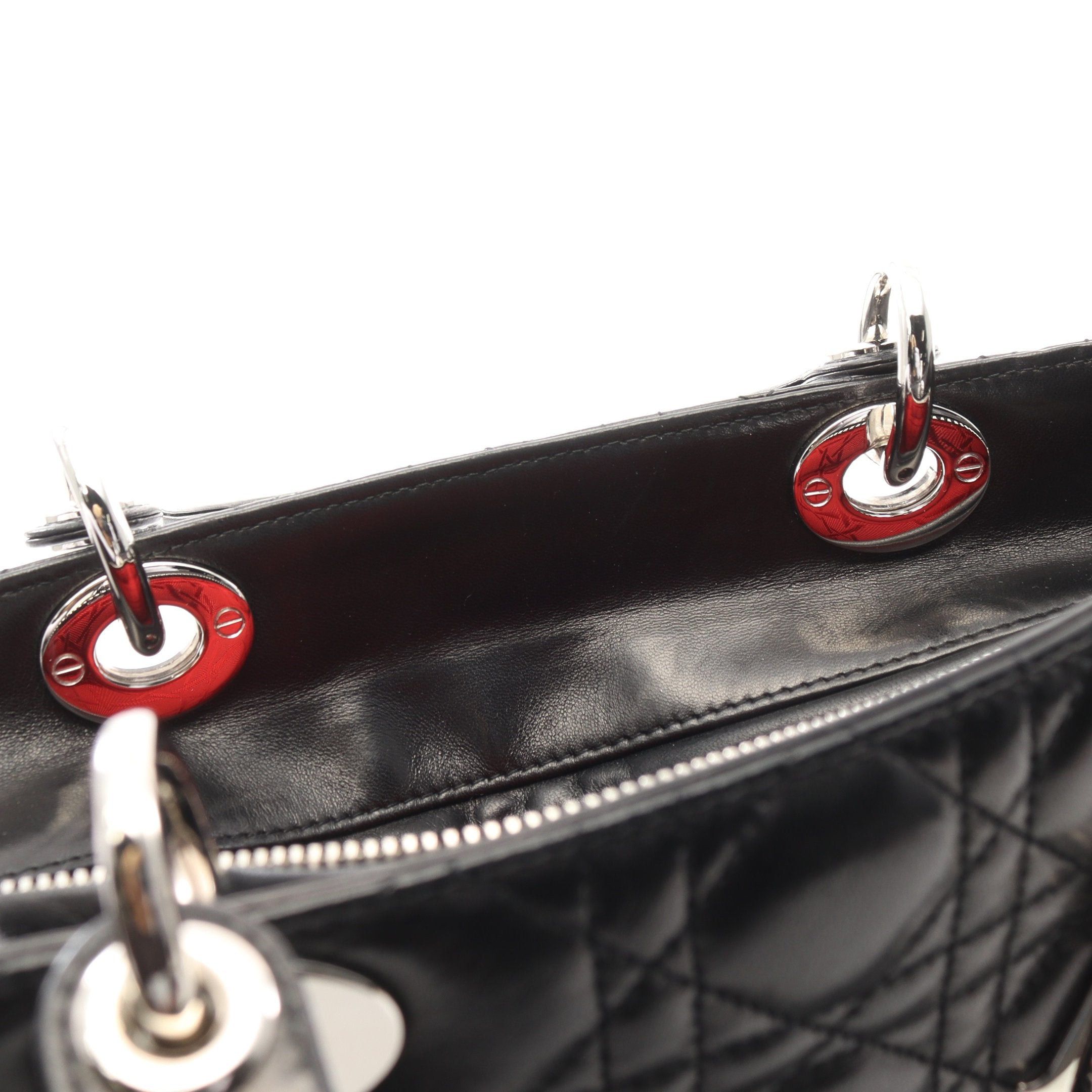 Dior Dior Lady Dior Large Handbag Leather Black Size ONE SIZE - 9 Thumbnail