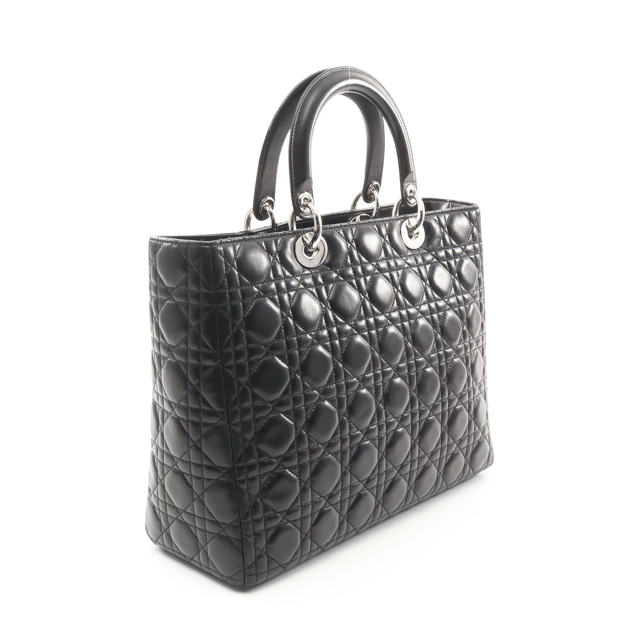 Dior Dior Lady Dior Large Handbag Leather Black Size ONE SIZE - 2 Thumbnail