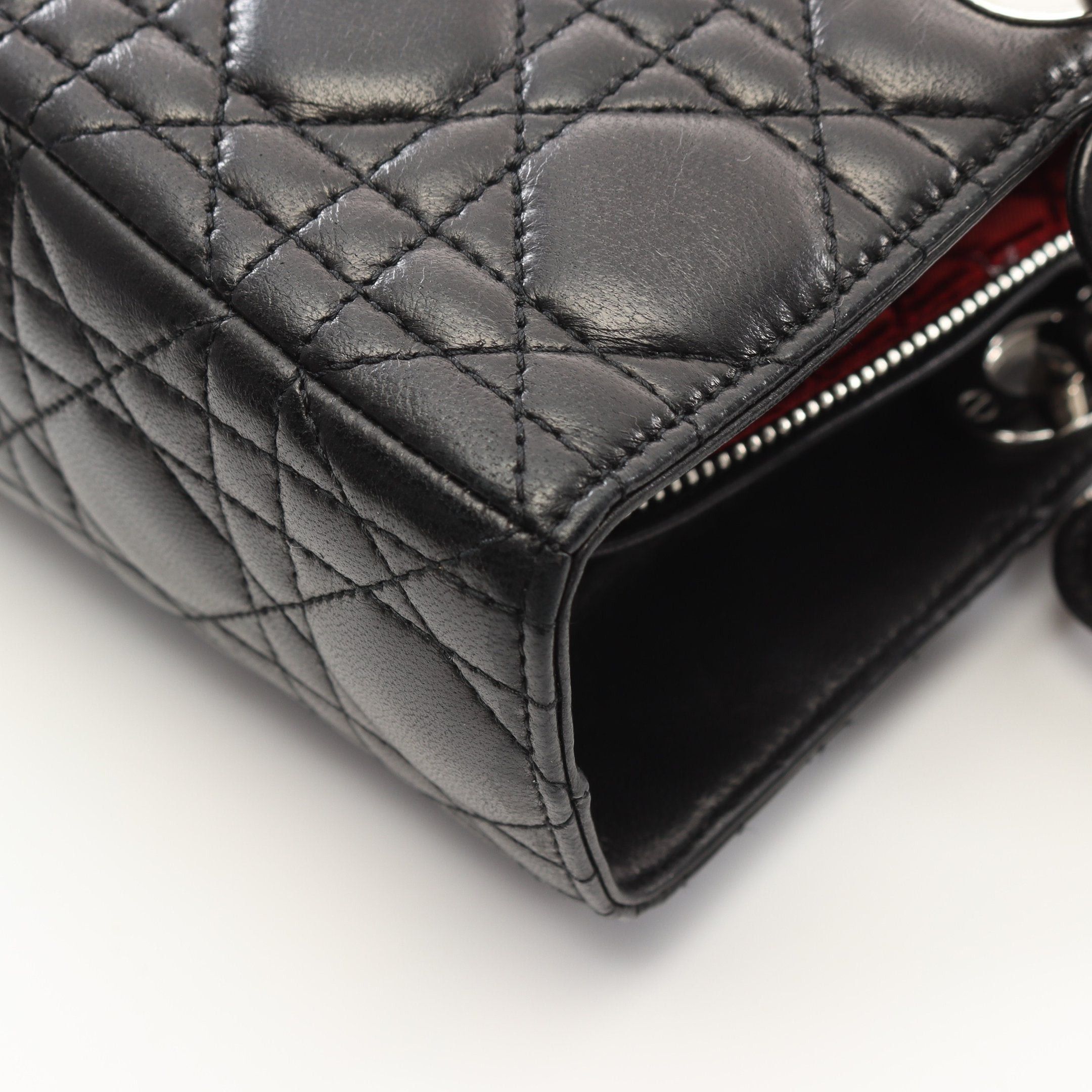 Dior Dior Lady Dior Large Handbag Leather Black Size ONE SIZE - 6 Thumbnail
