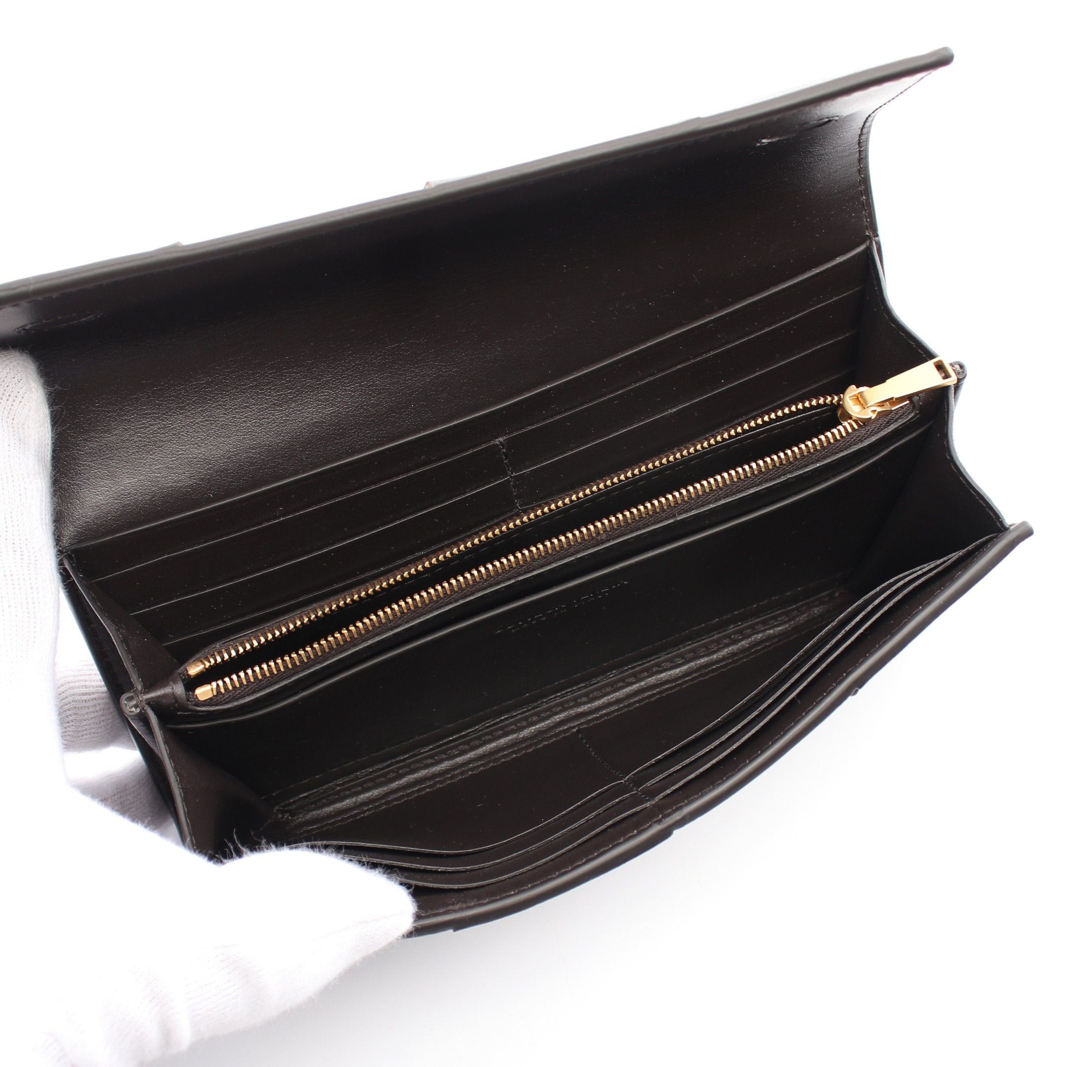 Bottega Veneta Bottega Veneta Maxi Intrecciato Bi-Fold Long Wallet Leather Dark Brown Size ONE SIZE - 3 Thumbnail