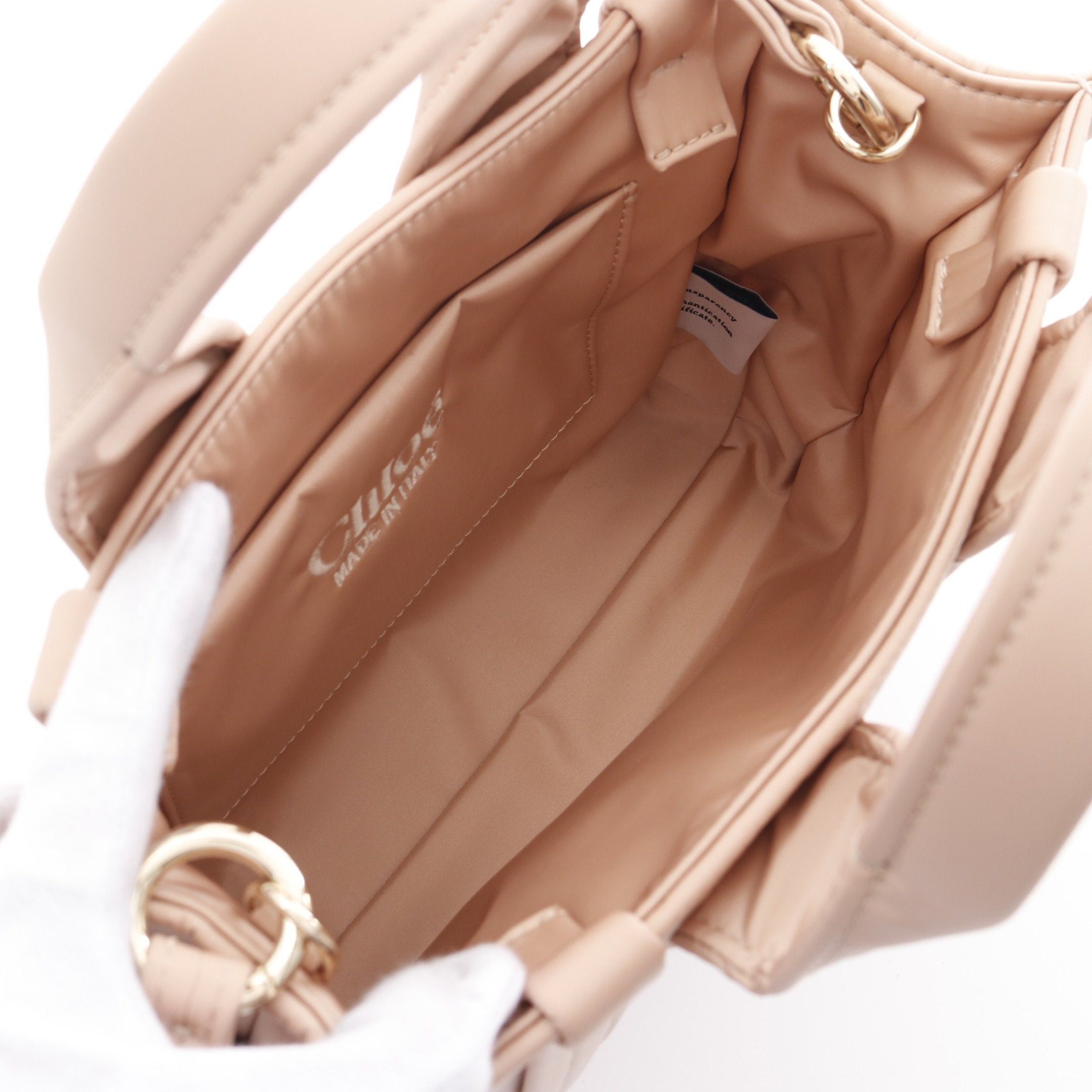 Chloe Chloe Woody Small Handbag Tote Bag Nylon Pink Beige Size ONE SIZE - 3 Thumbnail