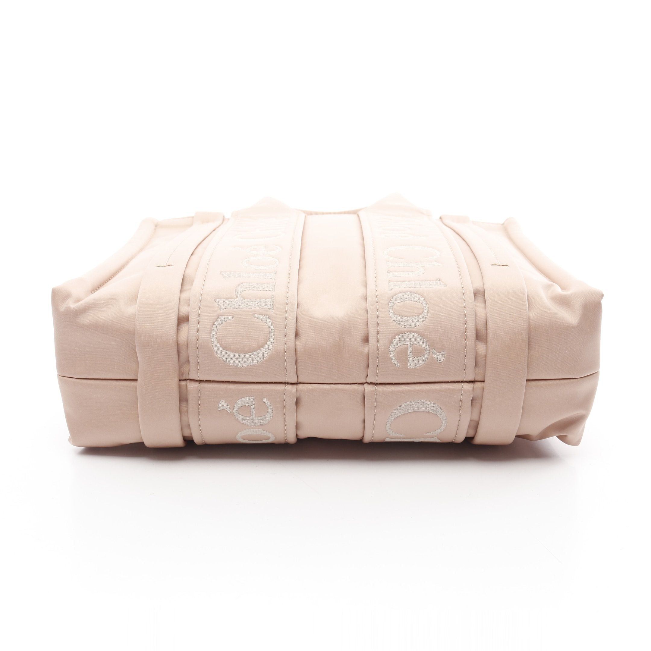 Chloe Chloe Woody Small Handbag Tote Bag Nylon Pink Beige Size ONE SIZE - 7 Thumbnail