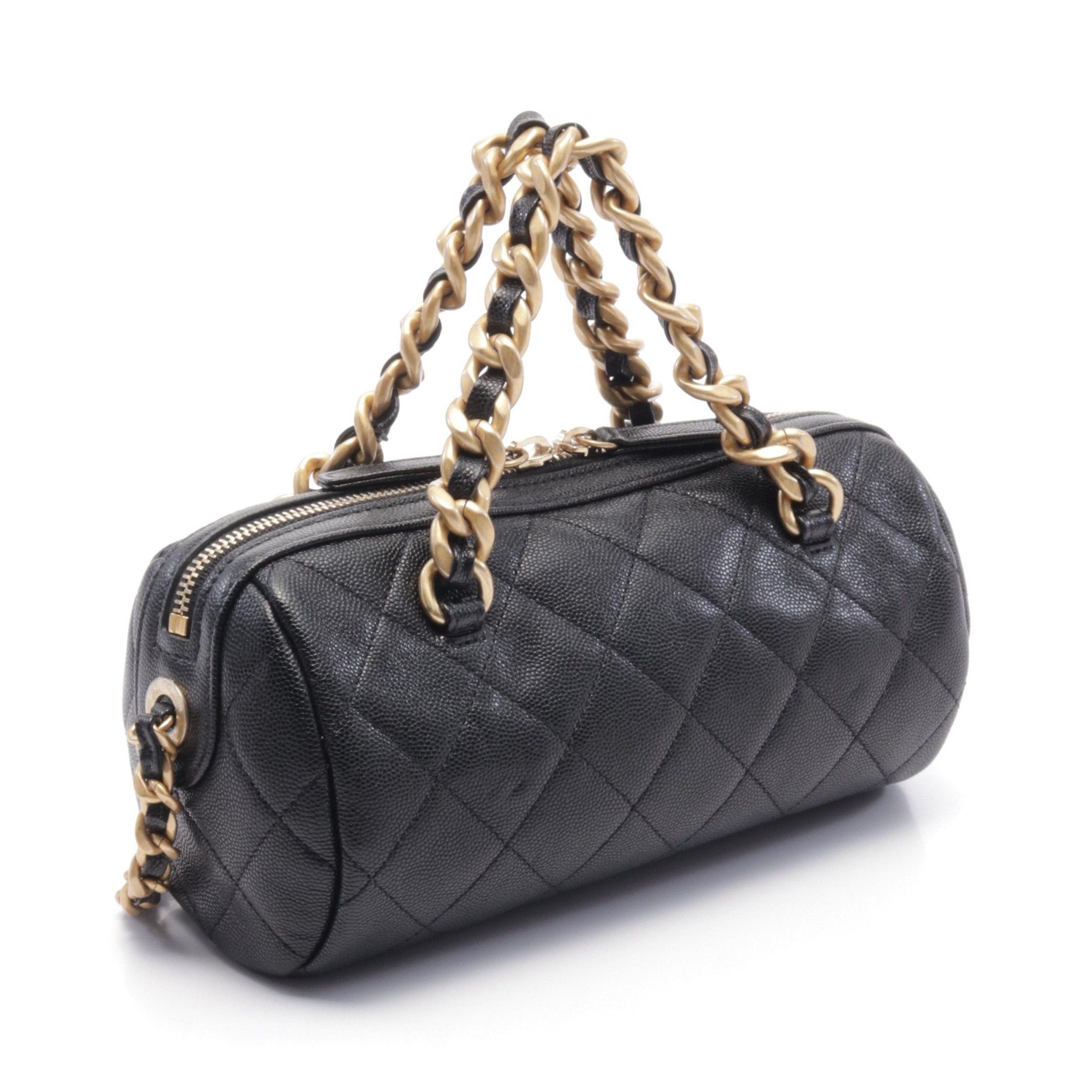 Chanel Chanel Matelasse Bowling Bag Chain Shoulder Caviar Skin Black Gold Hardware Size ONE SIZE - 2 Thumbnail