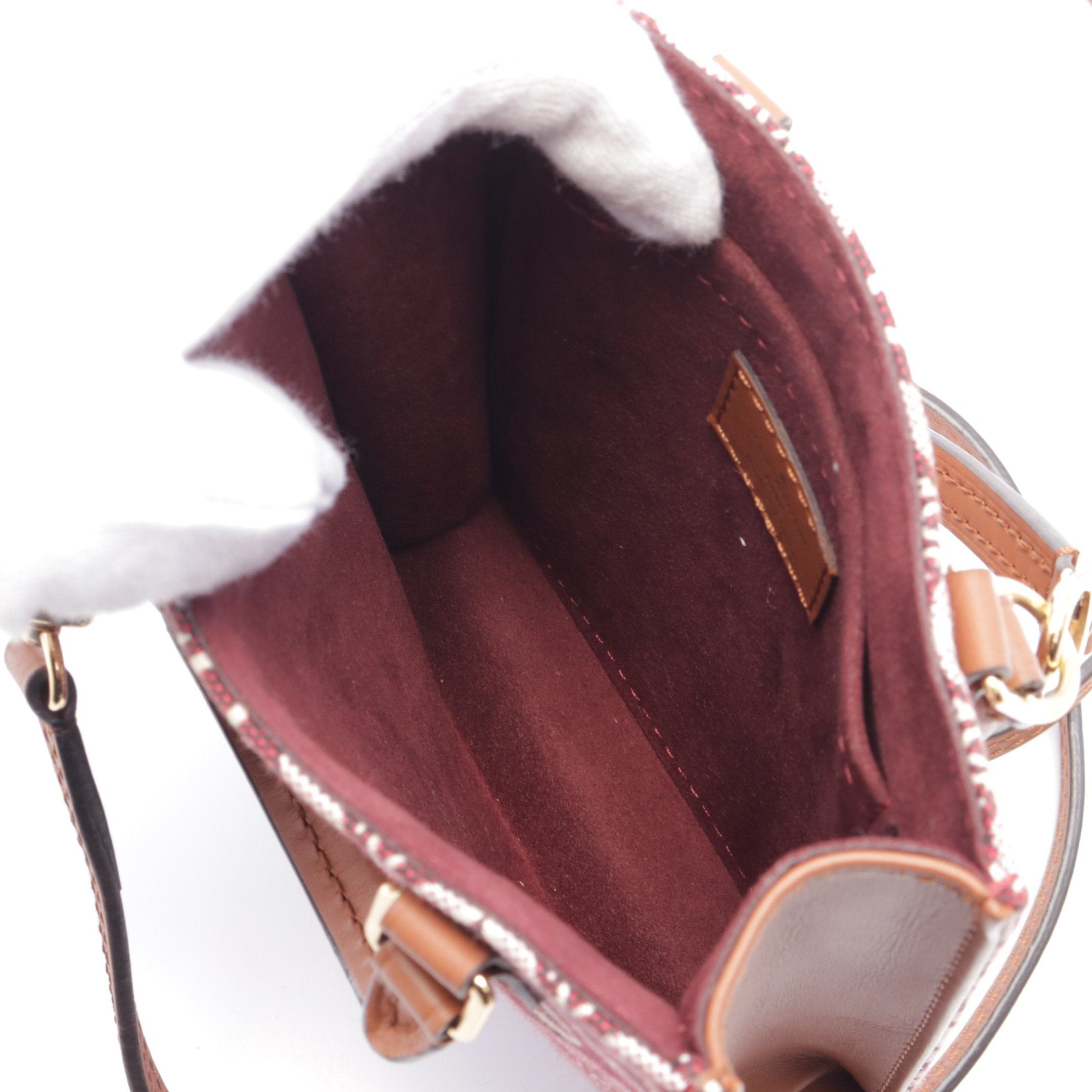 Louis Vuitton Louis Vuitton Petite Sac Plat Monogram Jacquard Handbag Canvas Leather Bordeaux Brown Size ONE SIZE - 3 Thumbnail