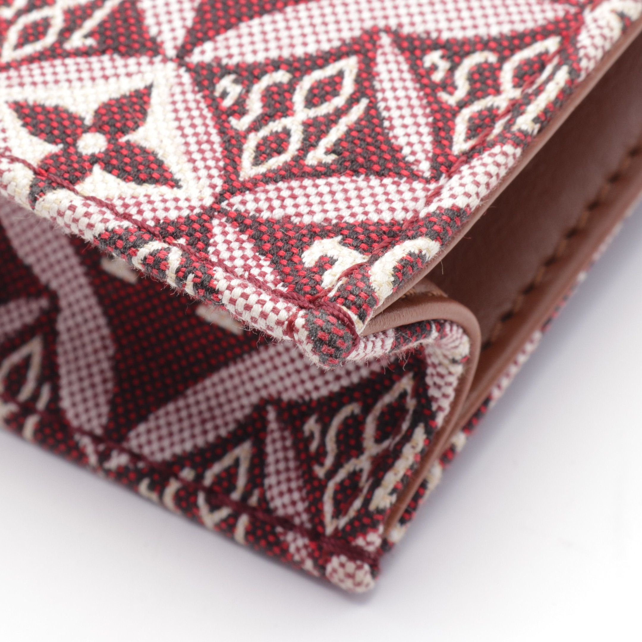 Louis Vuitton Louis Vuitton Petite Sac Plat Monogram Jacquard Handbag Canvas Leather Bordeaux Brown Size ONE SIZE - 6 Thumbnail
