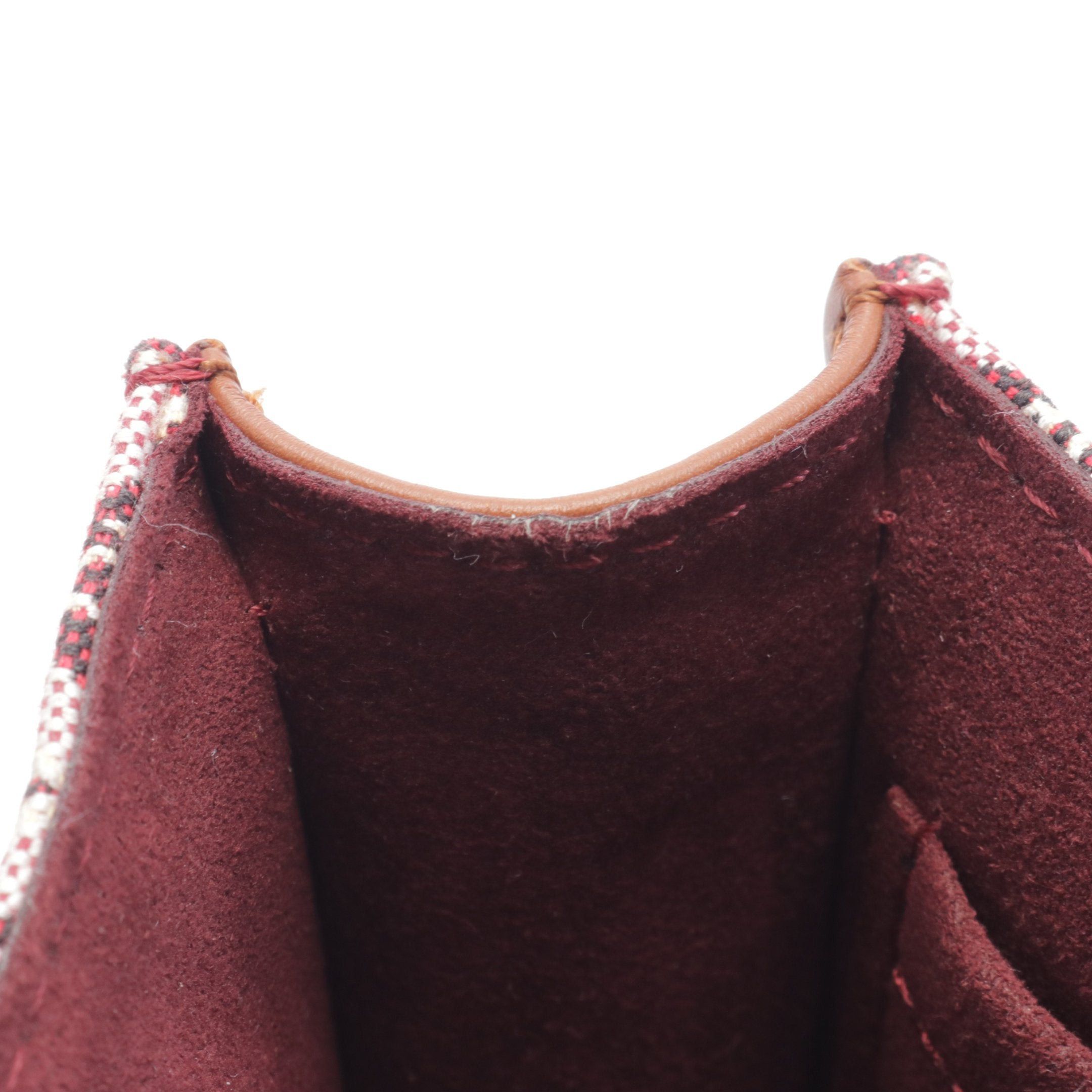 Louis Vuitton Louis Vuitton Petite Sac Plat Monogram Jacquard Handbag Canvas Leather Bordeaux Brown Size ONE SIZE - 8 Thumbnail