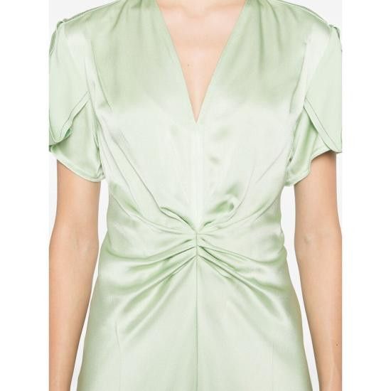 green dress with pleats Green Dress with Collar | VICTORIA BECKHAM main image 1
