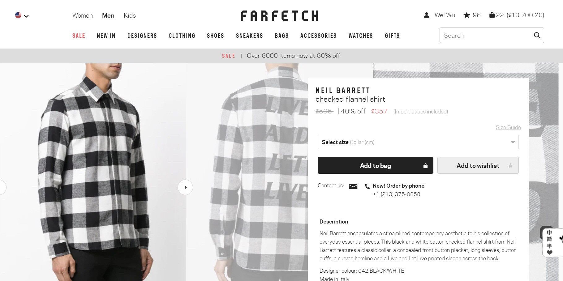 Neil Barrett “Live And Let Live” Checked Flannel Shirt Size US S / EU 44-46 / 1 - 5 Thumbnail