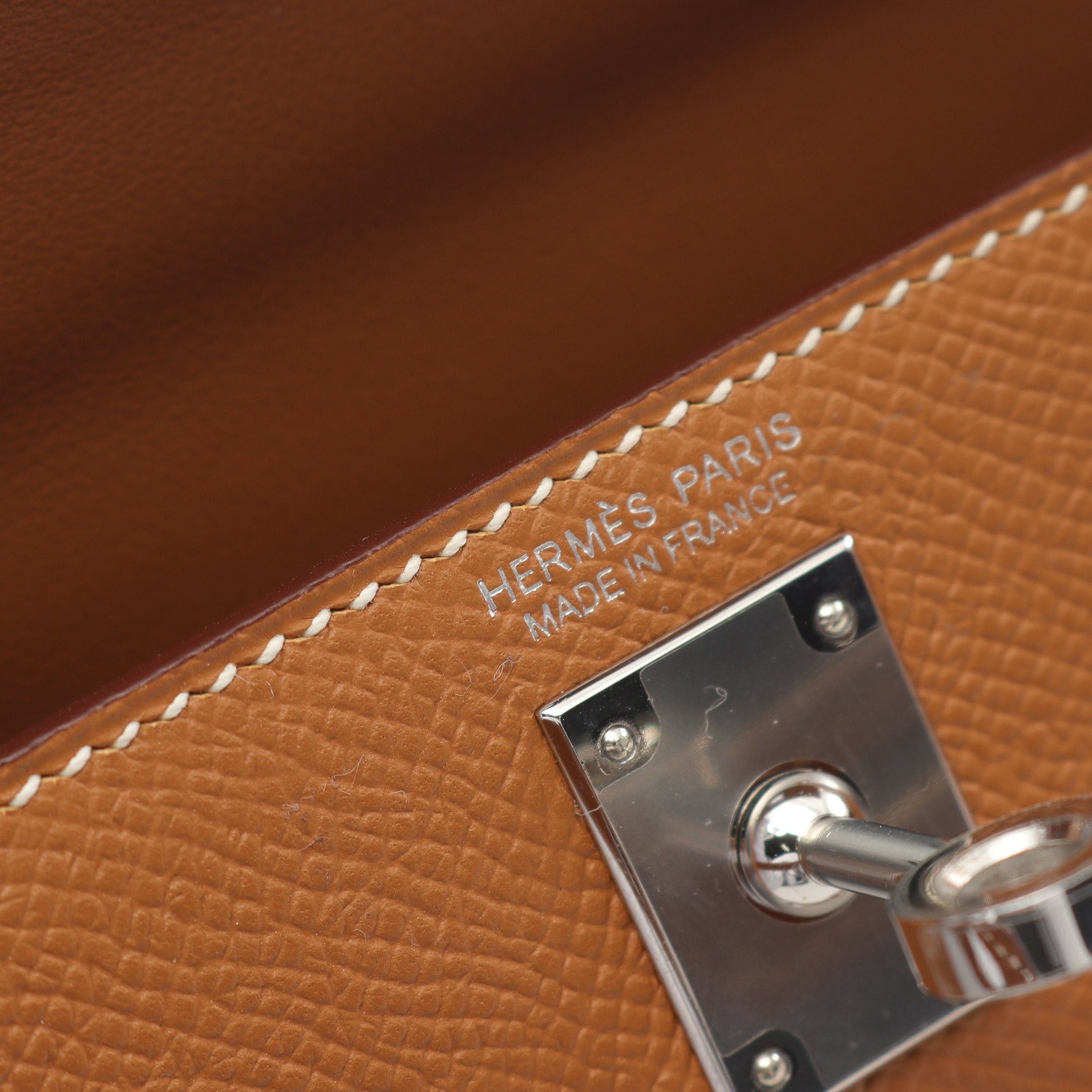 Hermes Hermes Mini Kelly 2 Gold Handbag Veau Epsom Light Brown Silver Hardware Outside Sewing B Stamp Size ONE SIZE - 4 Thumbnail
