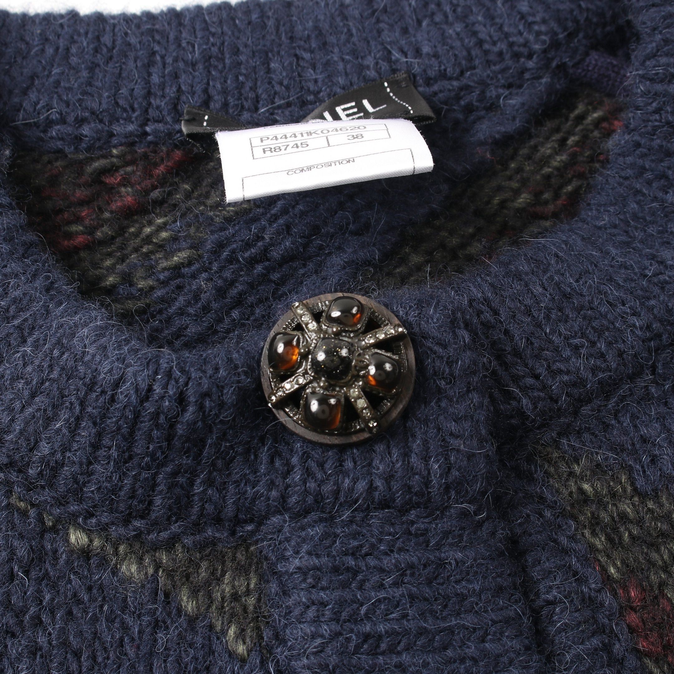 Chanel Chanel Knit Cardigan Wool Alpaca Navy Multicolor Bijou Button Size ONE SIZE - 7 Thumbnail