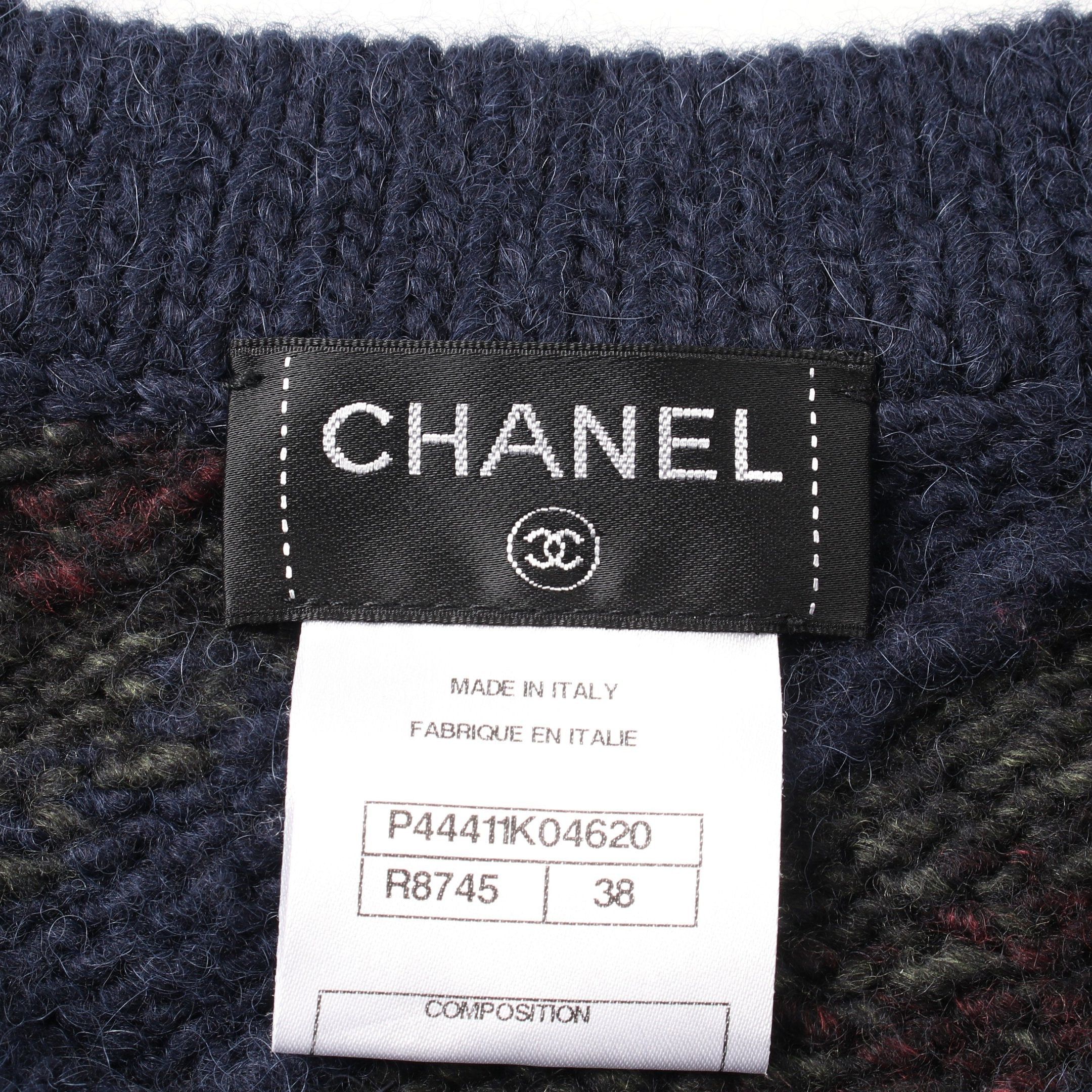 Chanel Chanel Knit Cardigan Wool Alpaca Navy Multicolor Bijou Button Size ONE SIZE - 3 Thumbnail