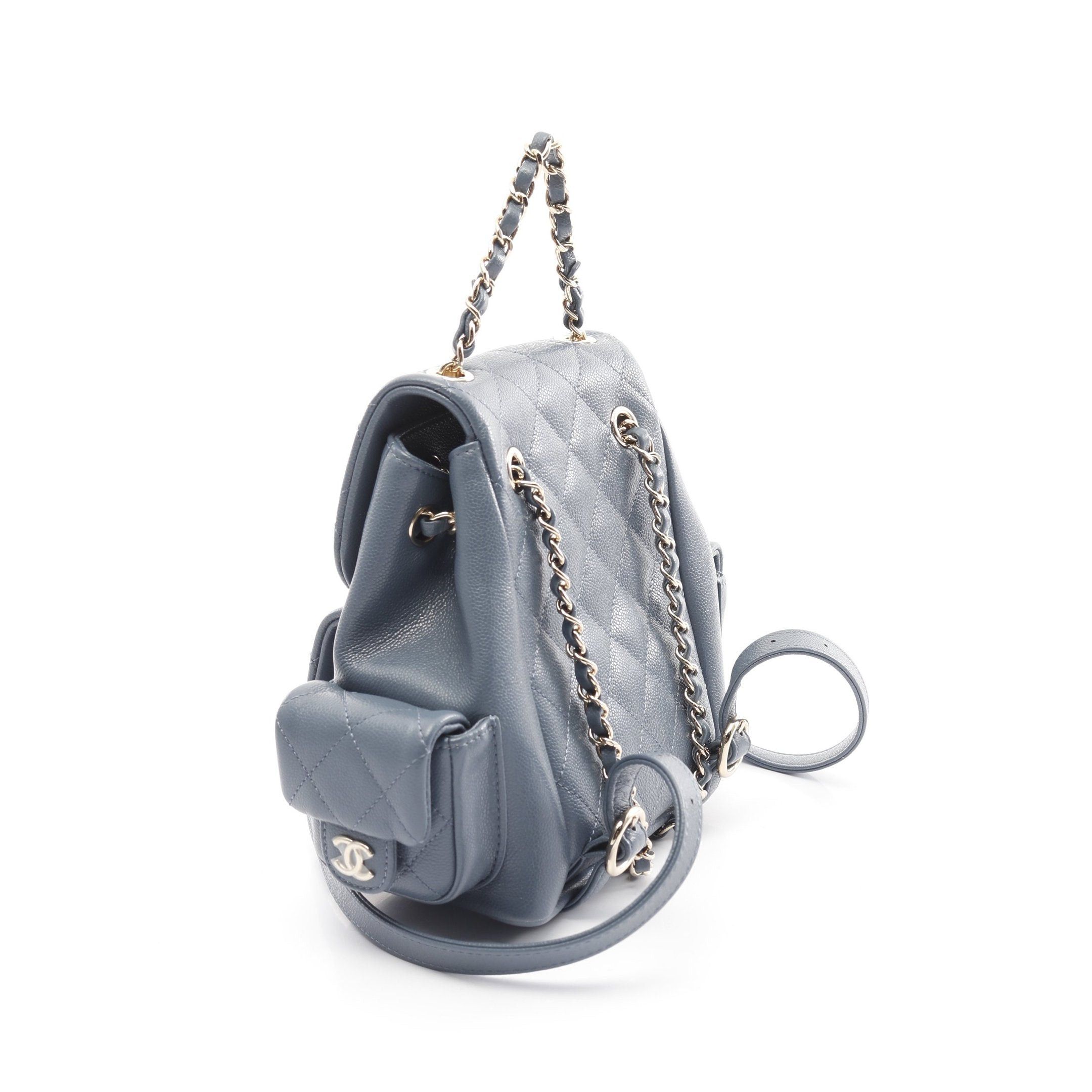 Chanel Chanel Matelasse Backpack Rucksack Caviar Skin Blue Gray Gold Hardware Size ONE SIZE - 2 Thumbnail