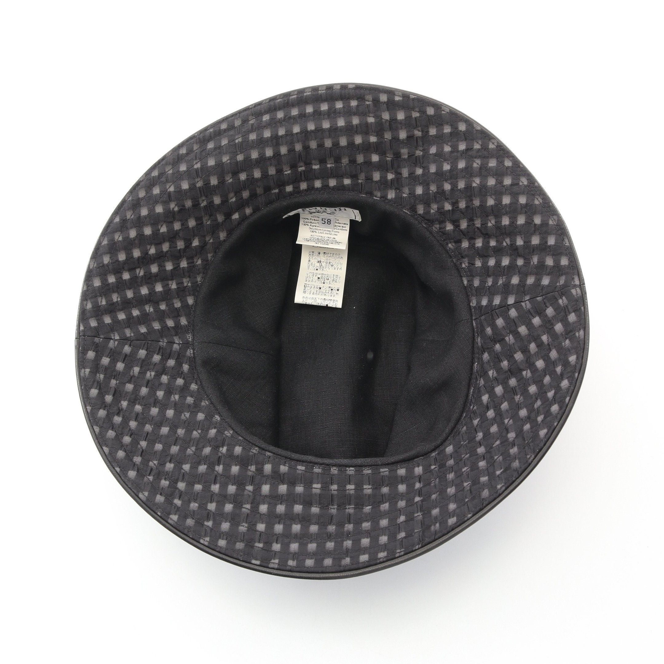 Hermes Hermes Bucket Hat Check Nylon Leather Black Size ONE SIZE - 3 Thumbnail