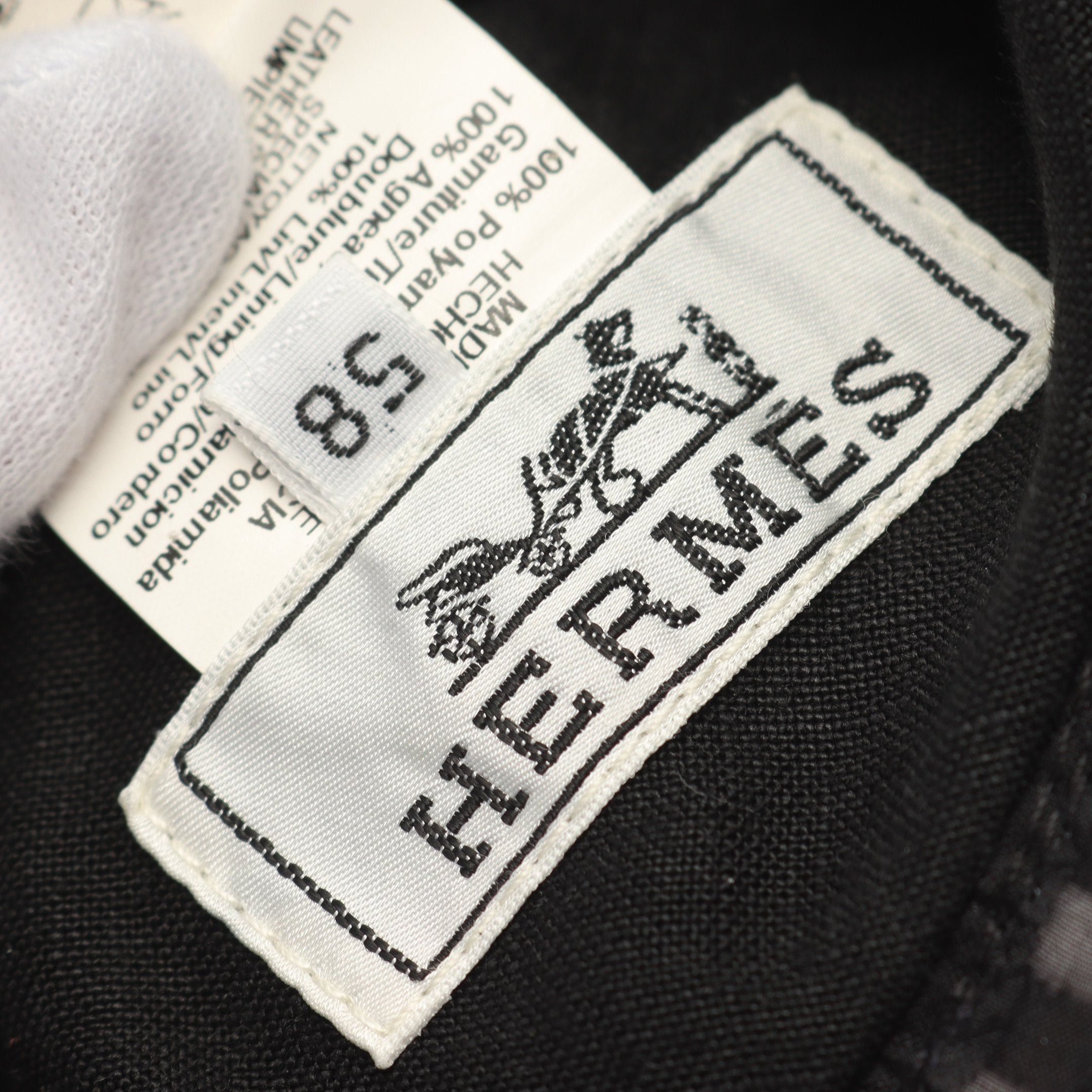 Hermes Hermes Bucket Hat Check Nylon Leather Black Size ONE SIZE - 4 Thumbnail