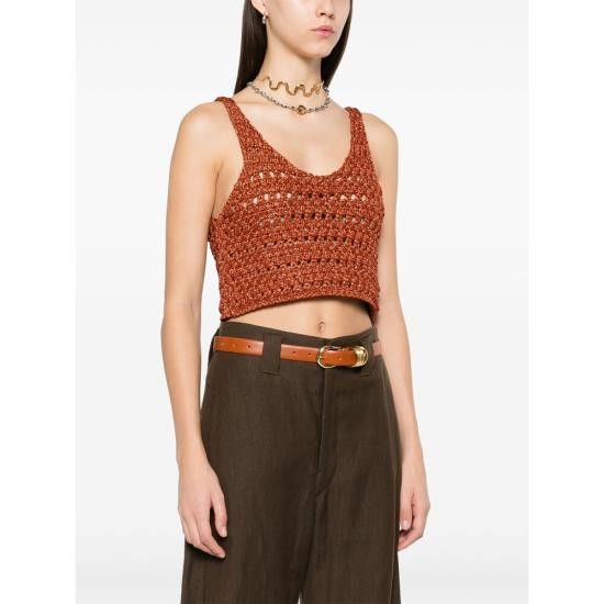 Alanui ALANUI Women Tops LWHT004R25KN I001 7500 BROWN Size M / US 6-8 / IT 42-44 - 4 Thumbnail