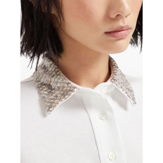 Brunello Cucinelli BRUNELLO CUCINELLI Women Polo Shirts M0T63HH505 C6159 WHITE Size XL / US 12-14 / IT 48-50 - 6 Thumbnail