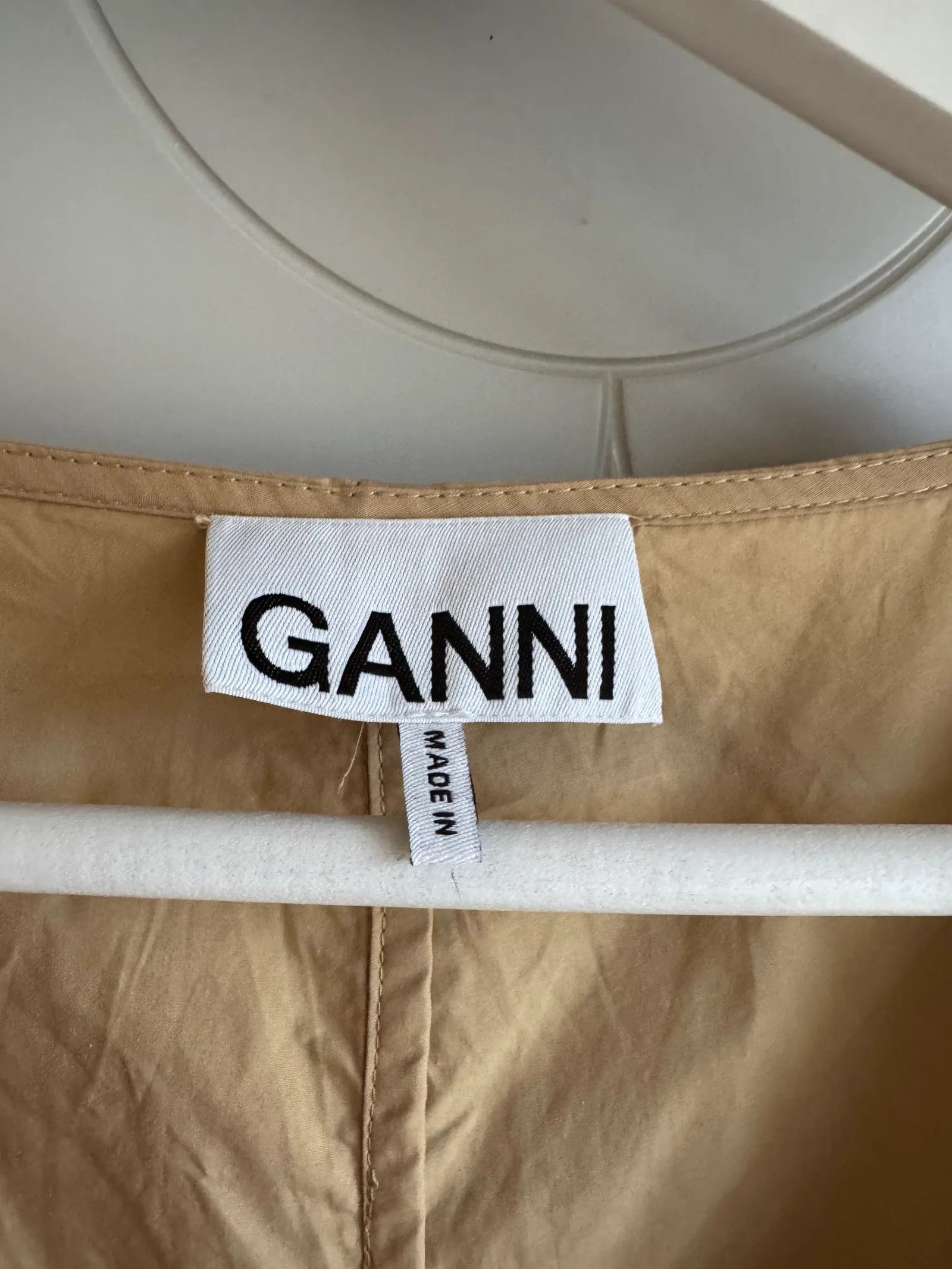 Ganni Ganni Cotton Poplin Gathered Open-neck Maxi Dress Dress Size M / US 6-8 / IT 42-44 - 3 Thumbnail