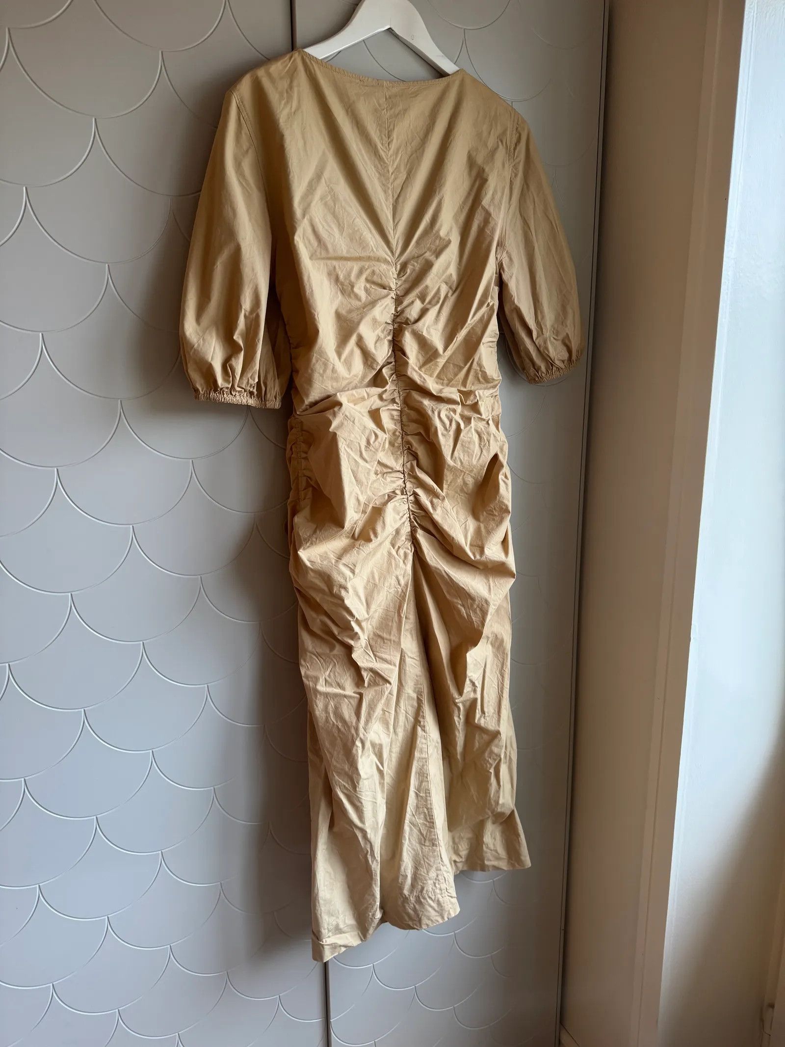 Ganni Ganni Cotton Poplin Gathered Open-neck Maxi Dress Dress Size M / US 6-8 / IT 42-44 - 5 Thumbnail