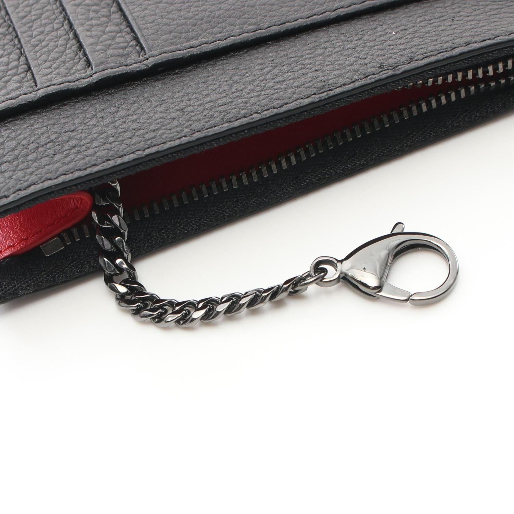 Christian Louboutin Christian Louboutin By My Side Coin Purse Leather Black Red Size ONE SIZE - 5 Thumbnail