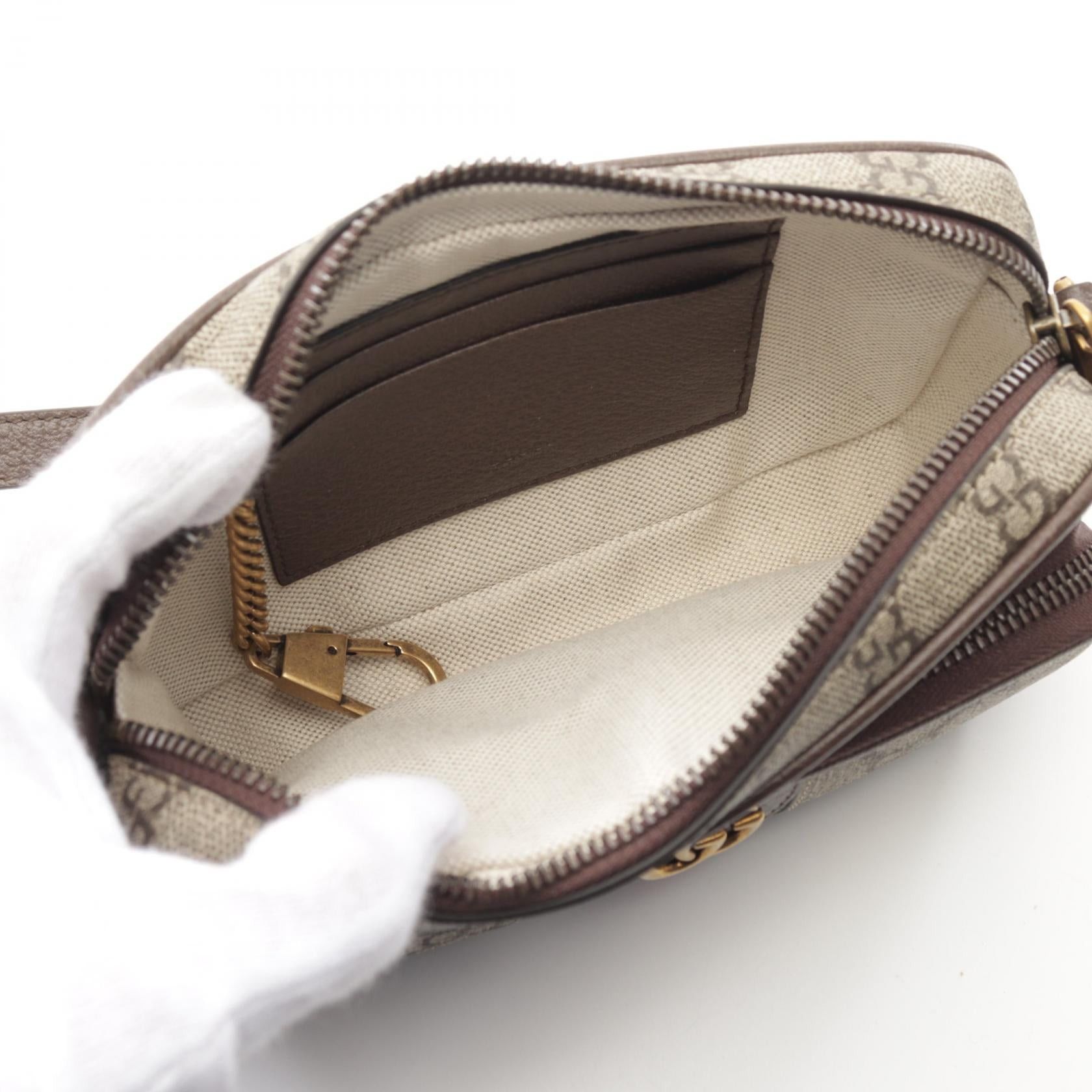 Gucci Gucci Ophidia Mini Bag Gg Supreme Shoulder Coated Canvas Leather Beige Brown Multicolor Size ONE SIZE - 3 Thumbnail