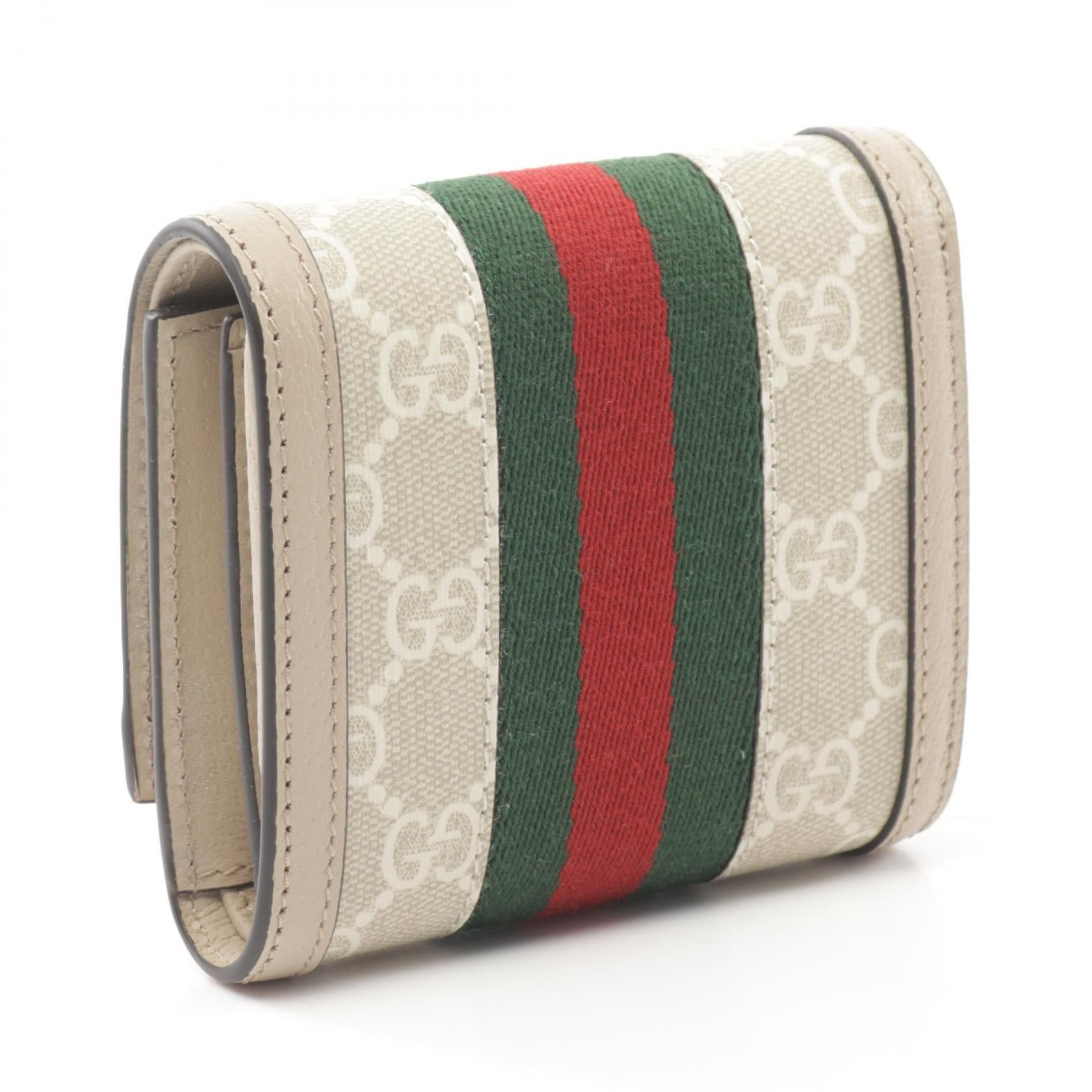 Gucci Gucci Ophidia Gg Wallet Sherry Line Bi-Fold Coated Canvas Leather Beige Multicolor Size ONE SIZE - 2 Thumbnail