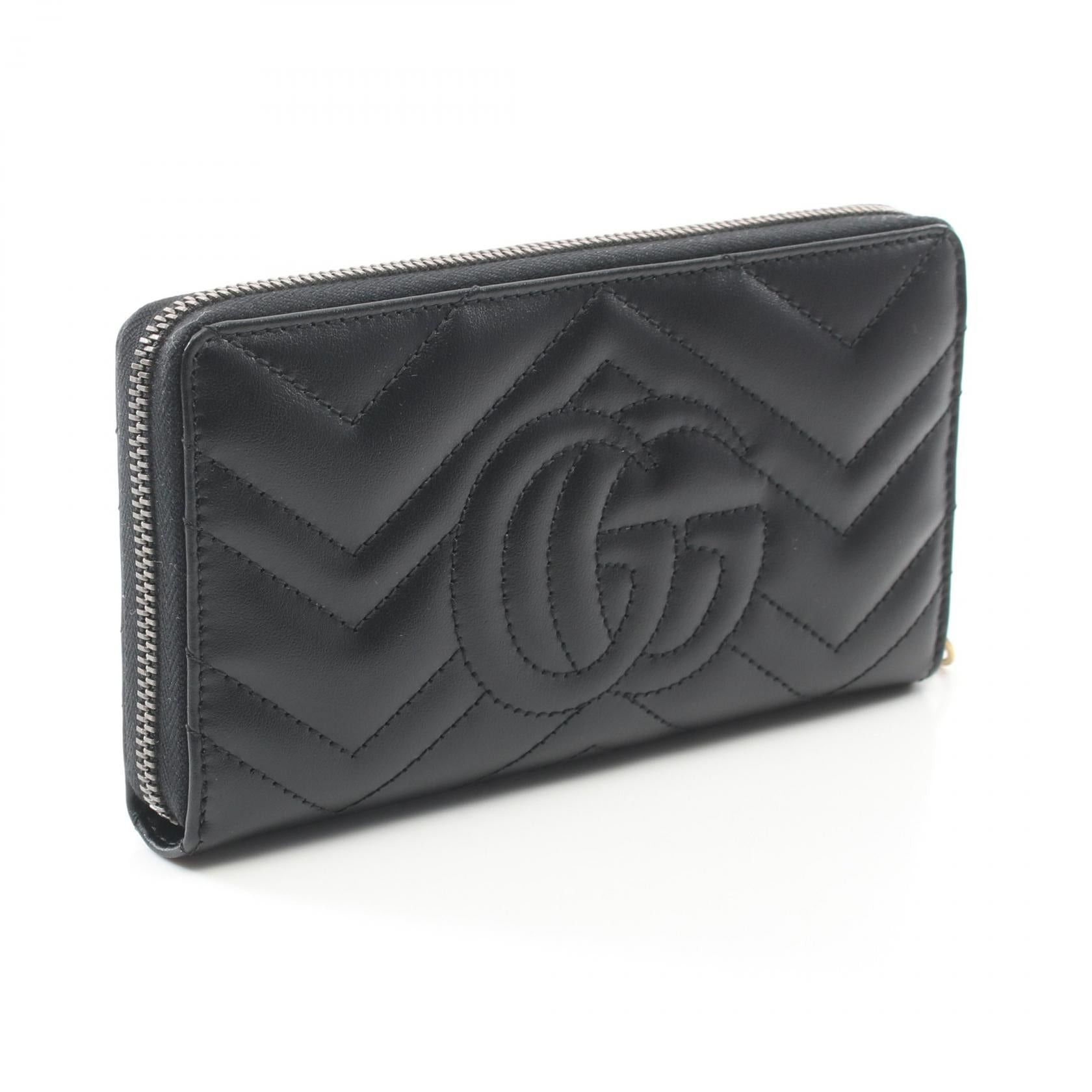 Gucci Gucci Gg Marmont Zip Around Wallet Round Zipper Long Leather Black Size ONE SIZE - 2 Thumbnail
