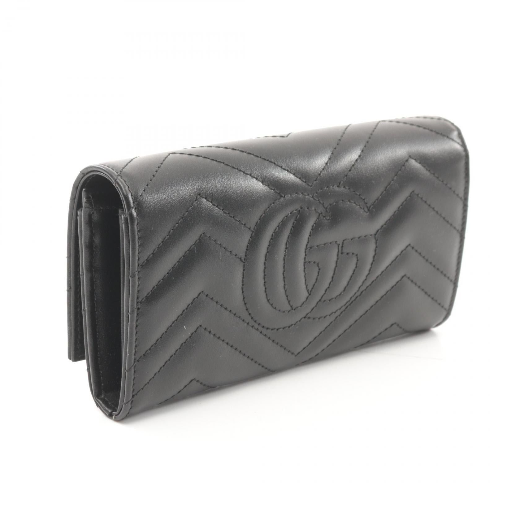 Gucci Gucci Gg Marmont Bi-Fold Long Wallet Leather Black Size ONE SIZE - 2 Thumbnail