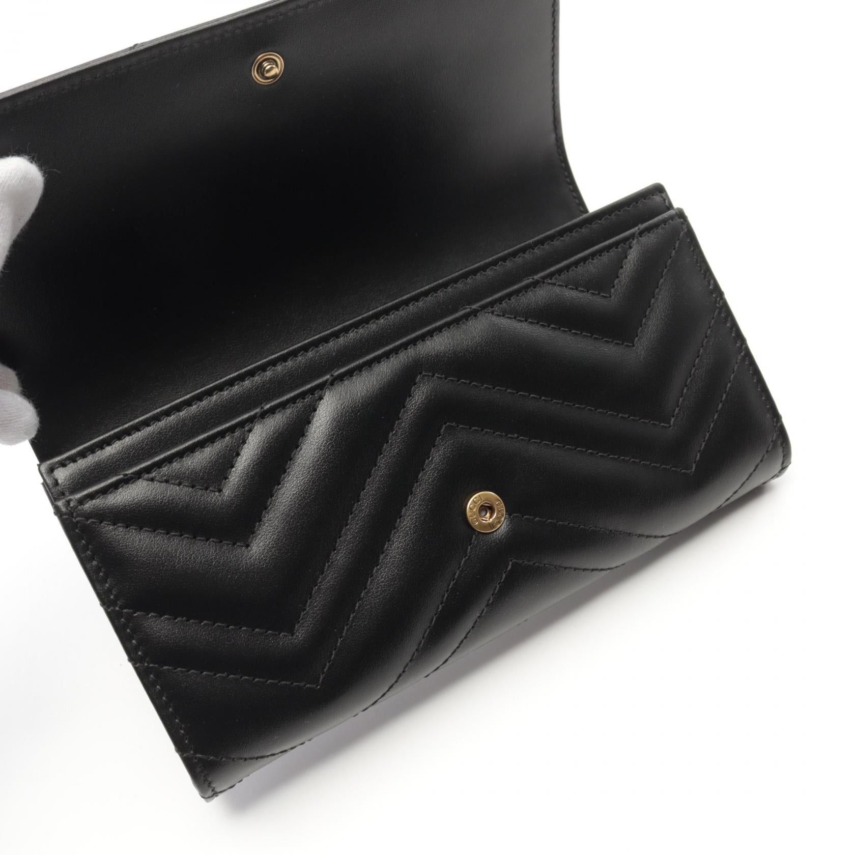 Gucci Gucci Gg Marmont Bi-Fold Long Wallet Leather Black Size ONE SIZE - 5 Thumbnail
