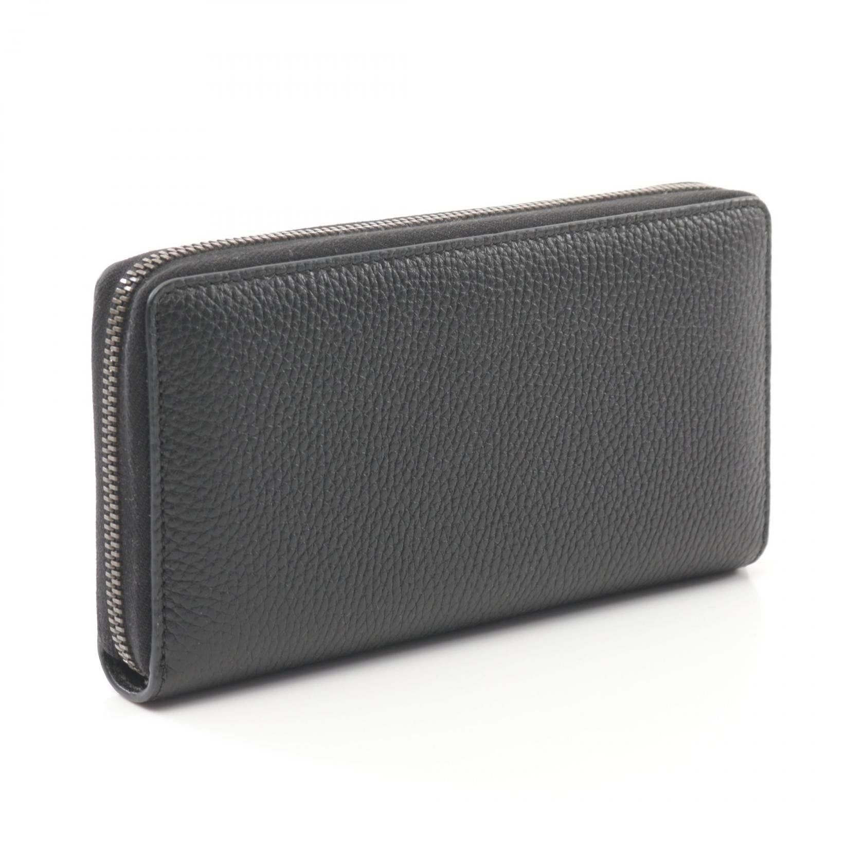 Gucci Gucci Bamboo Round Zipper Long Wallet Leather Black Size ONE SIZE - 2 Thumbnail