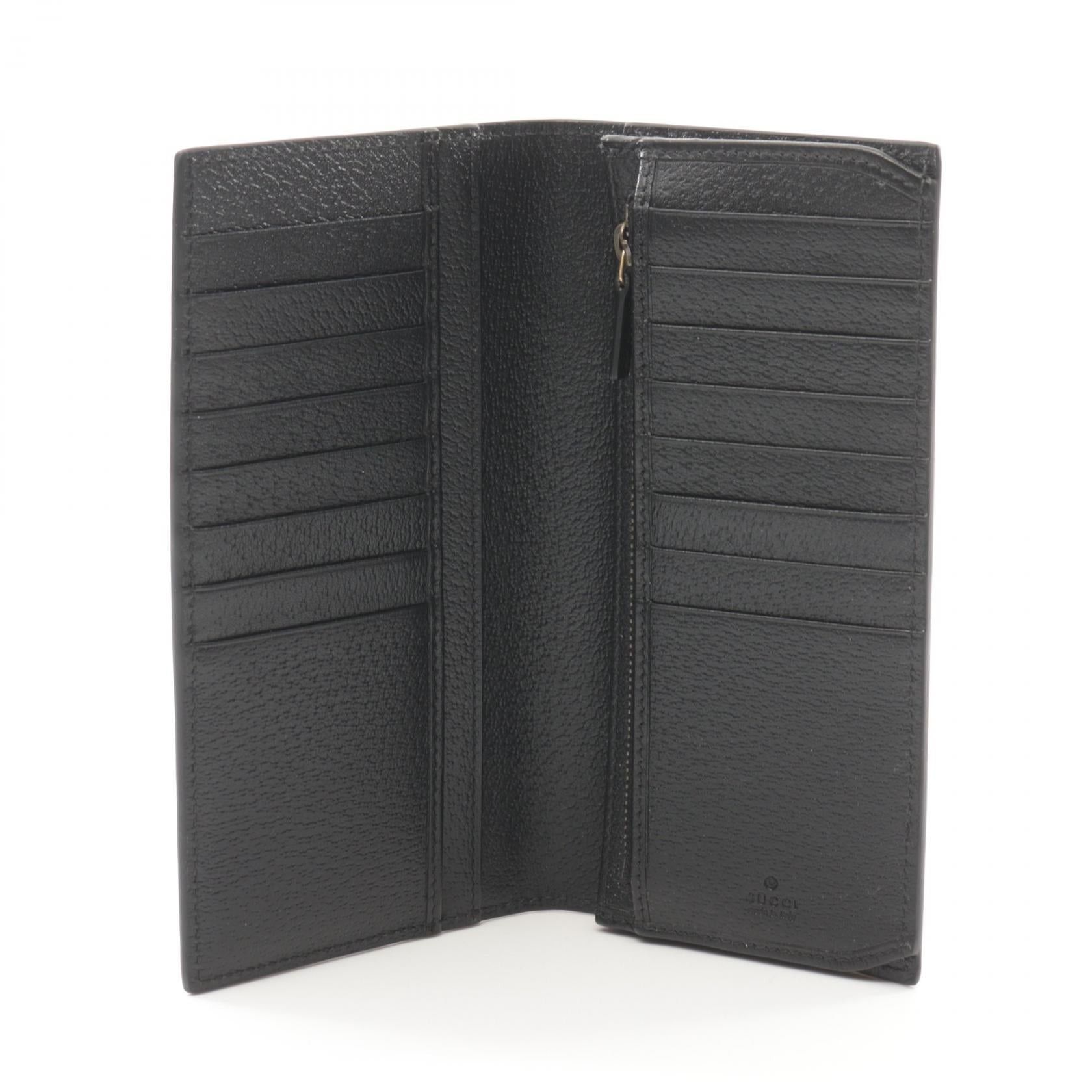 Gucci Gucci Double G Bi-Fold Long Wallet Leather Black Size ONE SIZE - 3 Thumbnail