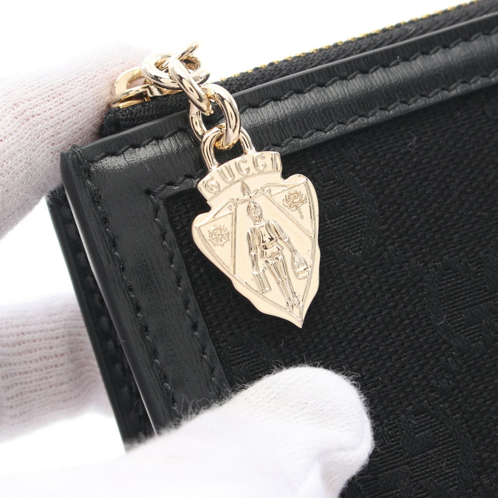 Gucci Gucci Gg Canvas Bi-Fold Wallet Leather Black Size ONE SIZE - 6 Thumbnail