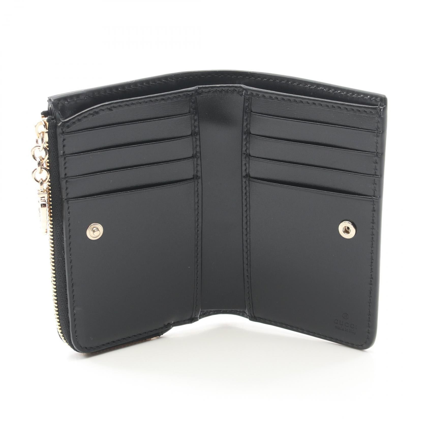 Gucci Gucci Gg Canvas Bi-Fold Wallet Leather Black Size ONE SIZE - 3 Thumbnail