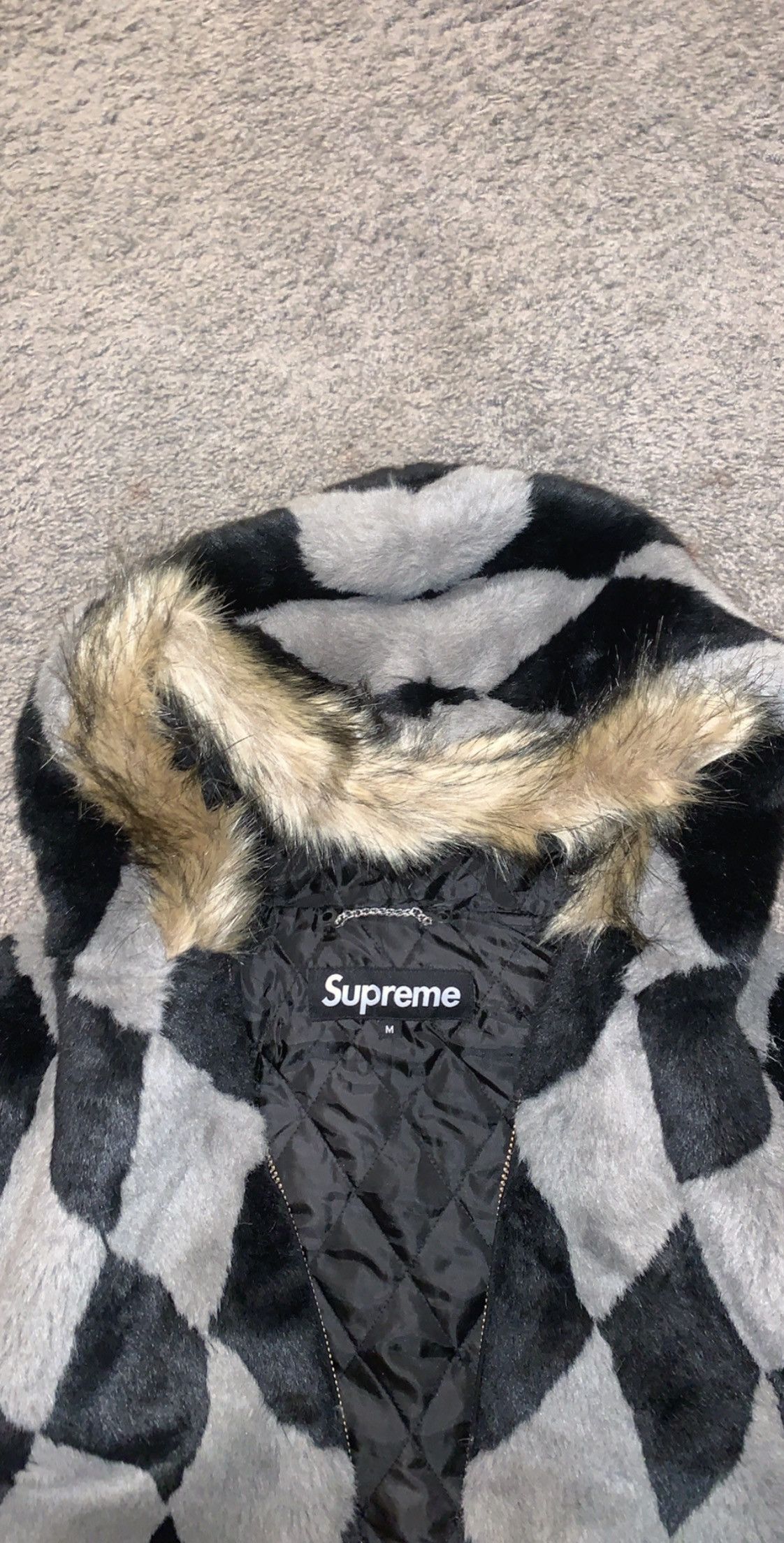 Supreme Diamond Faux Fur Jacket | Grailed