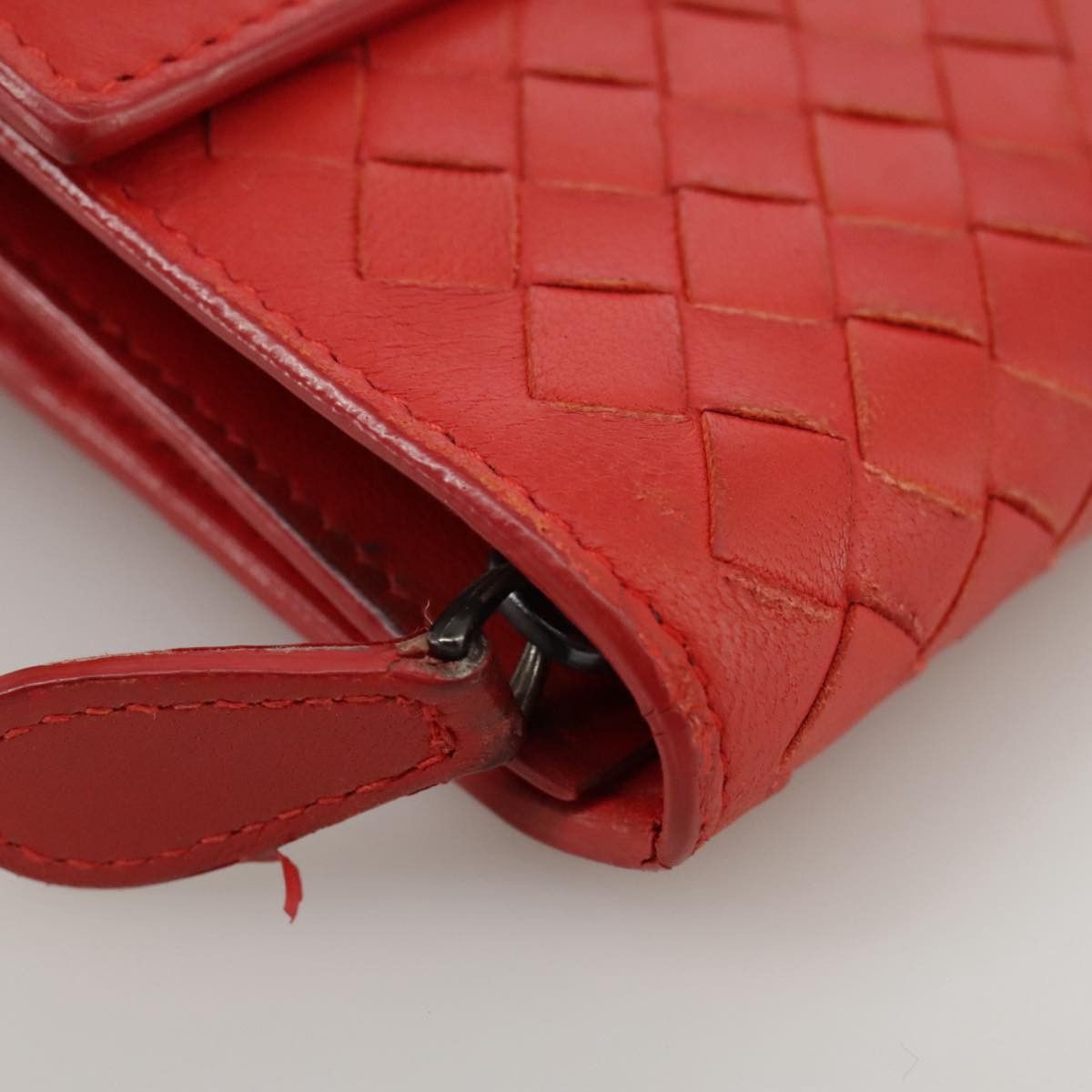 Bottega Veneta Intrecciato Red Leather Wallet (Pre-Owned) Size ONE SIZE - 6 Thumbnail